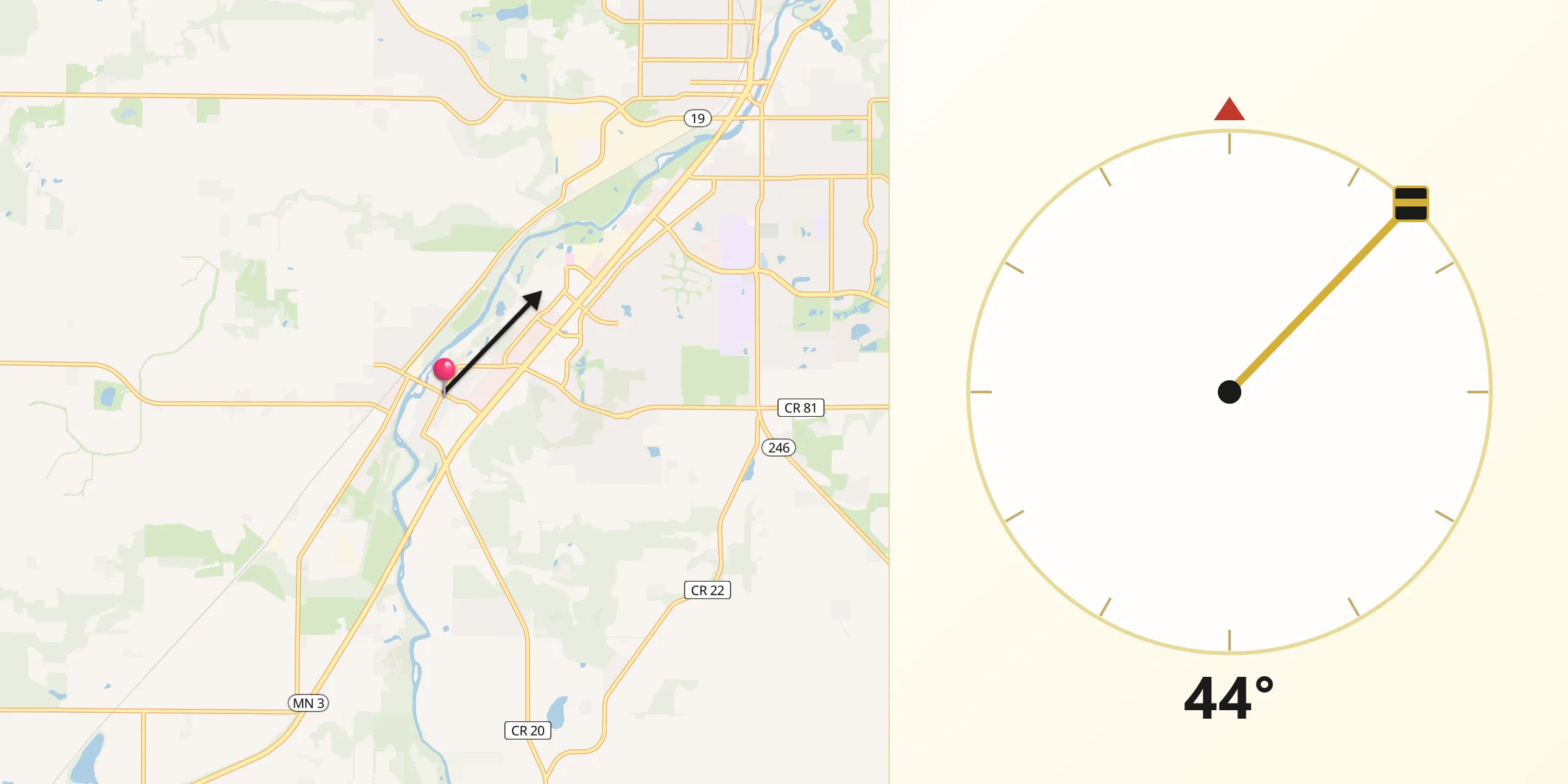 Qibla Direction from Dundas