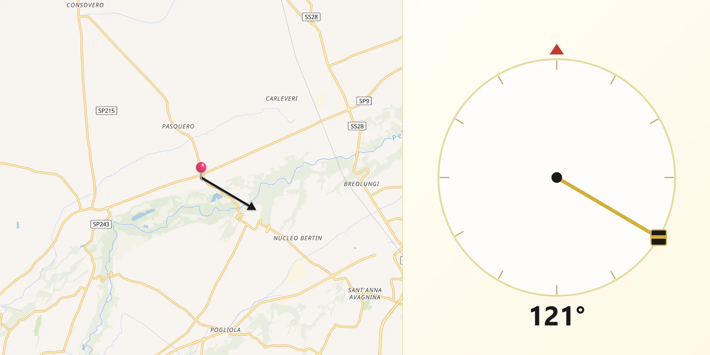 Direzione della Qibla da Crava