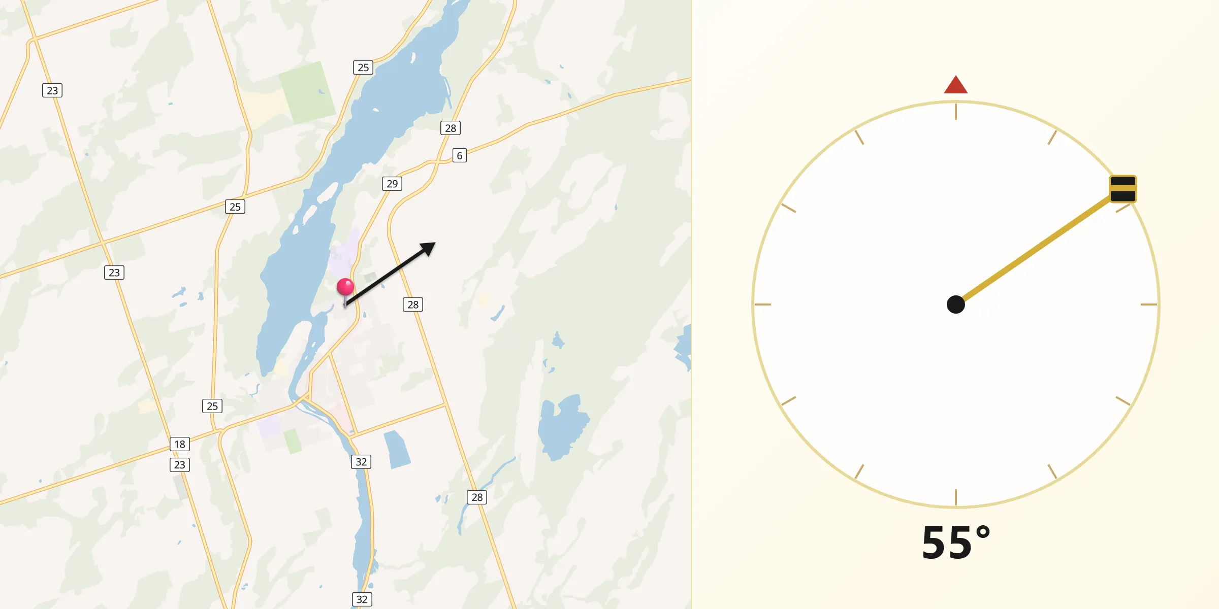 Qibla Direction from Lakefield