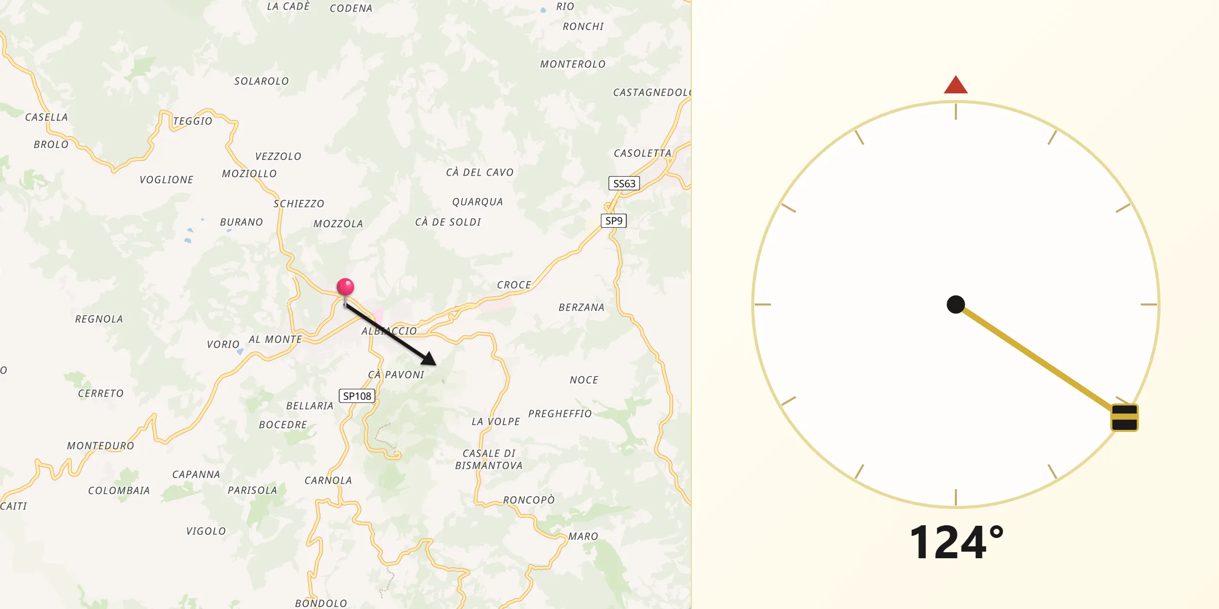 Direzione della Qibla da Castelnovo ne'Monti