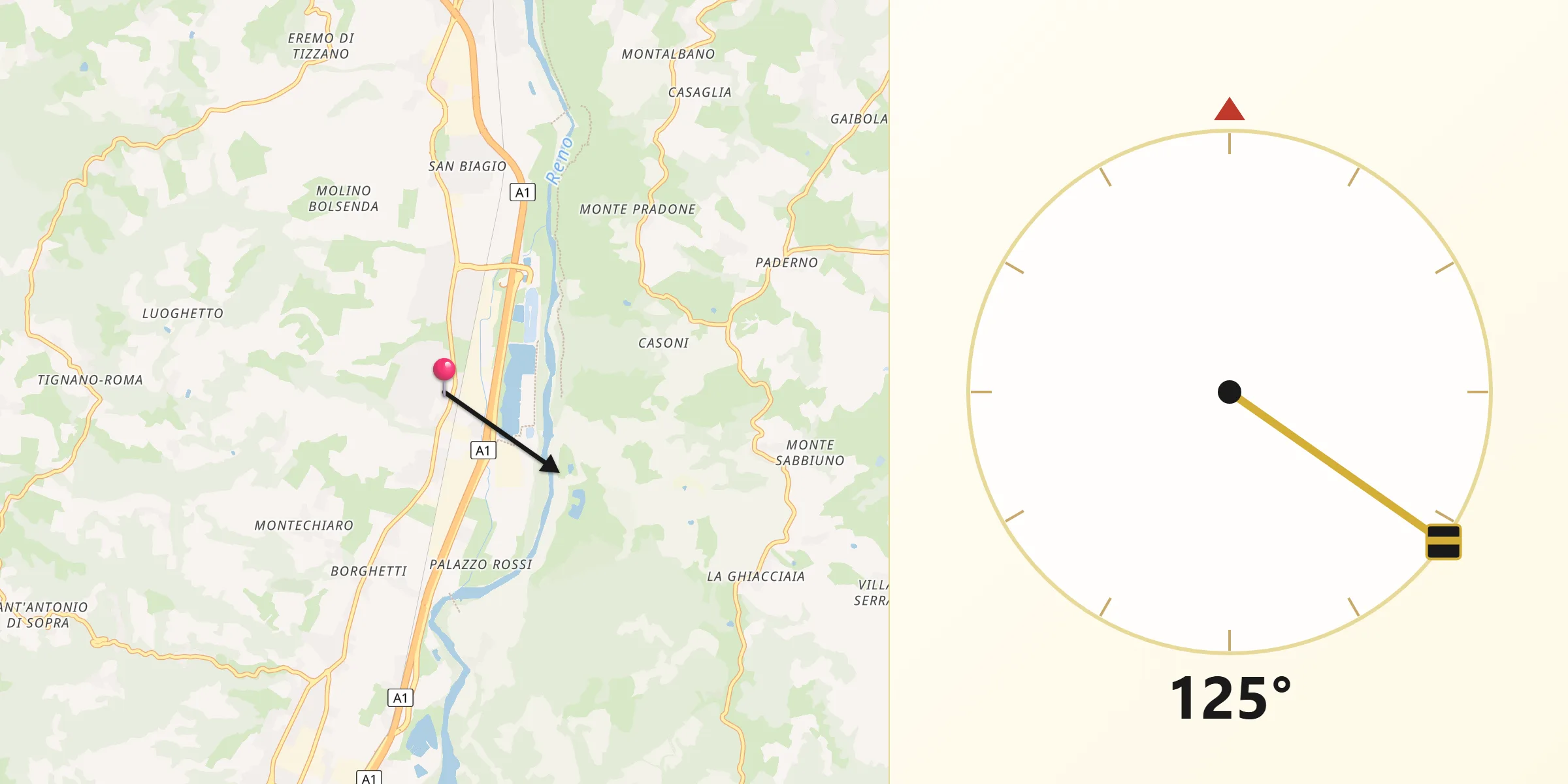 Direzione della Qibla da Borgonuovo