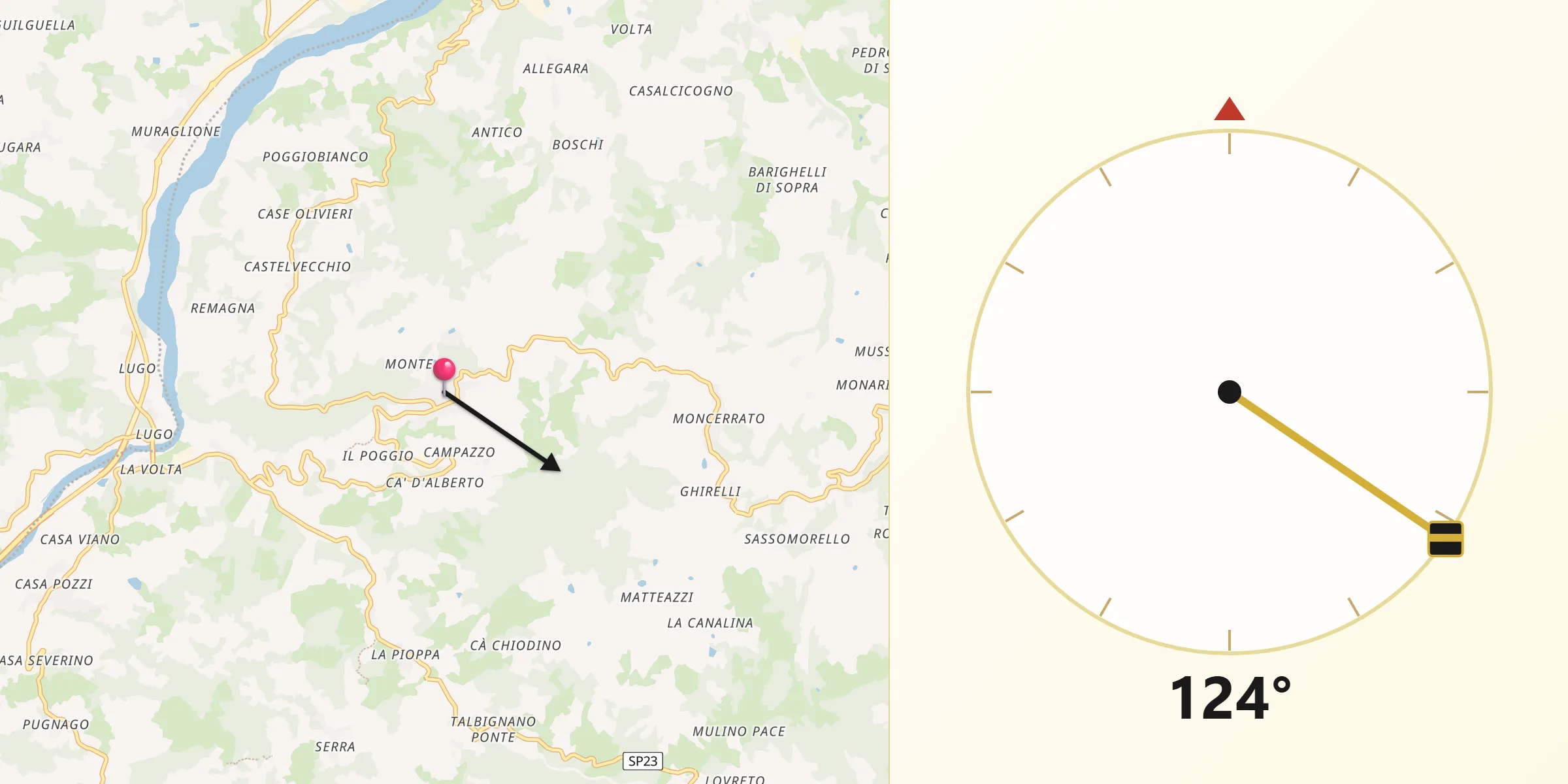 Direzione della Qibla da Prignano sulla Secchia