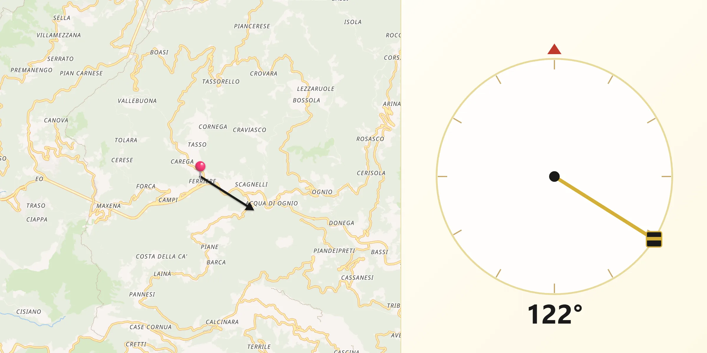 Direzione della Qibla da Ferriere