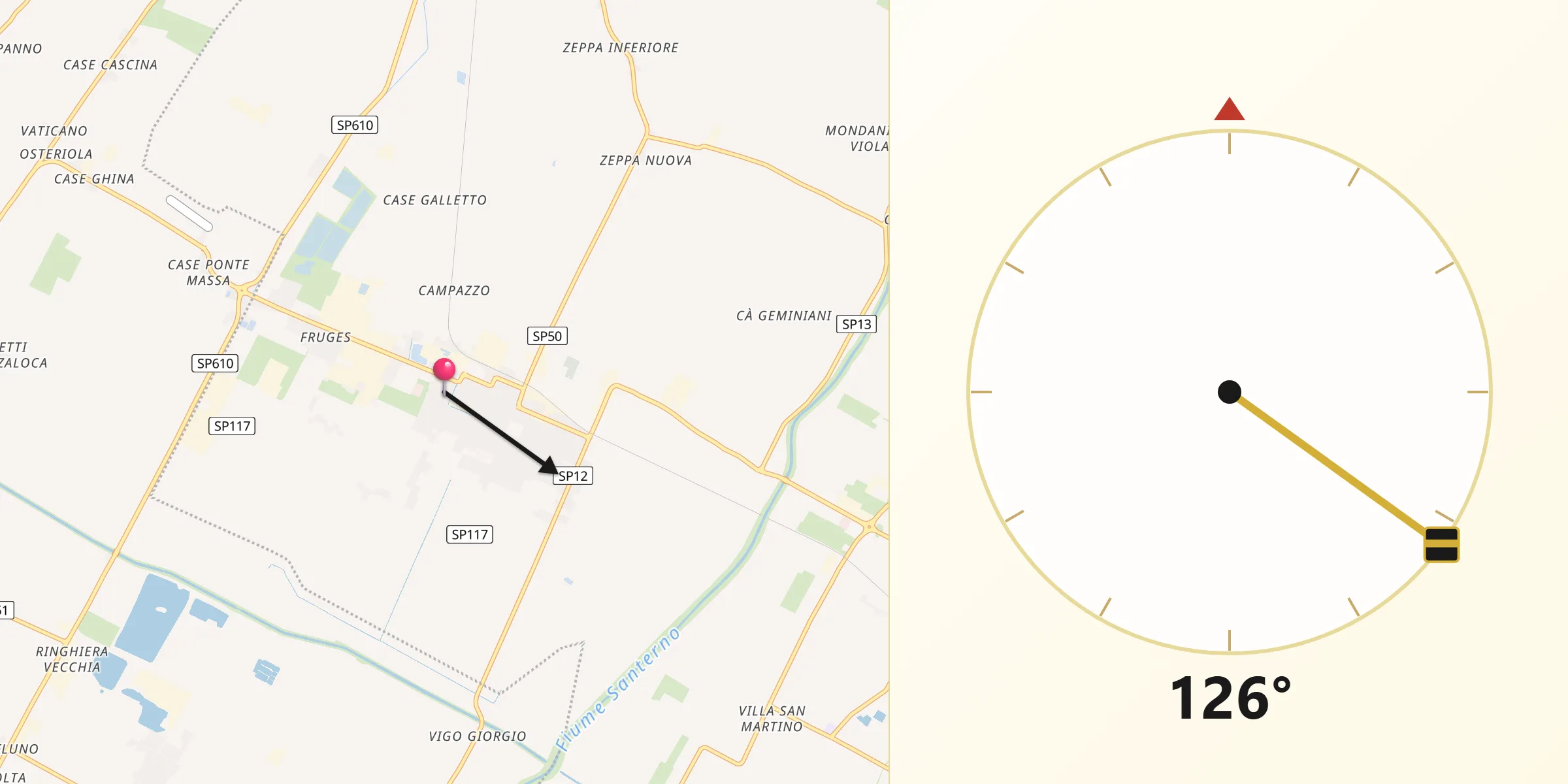 Direzione della Qibla da Massa Lombarda