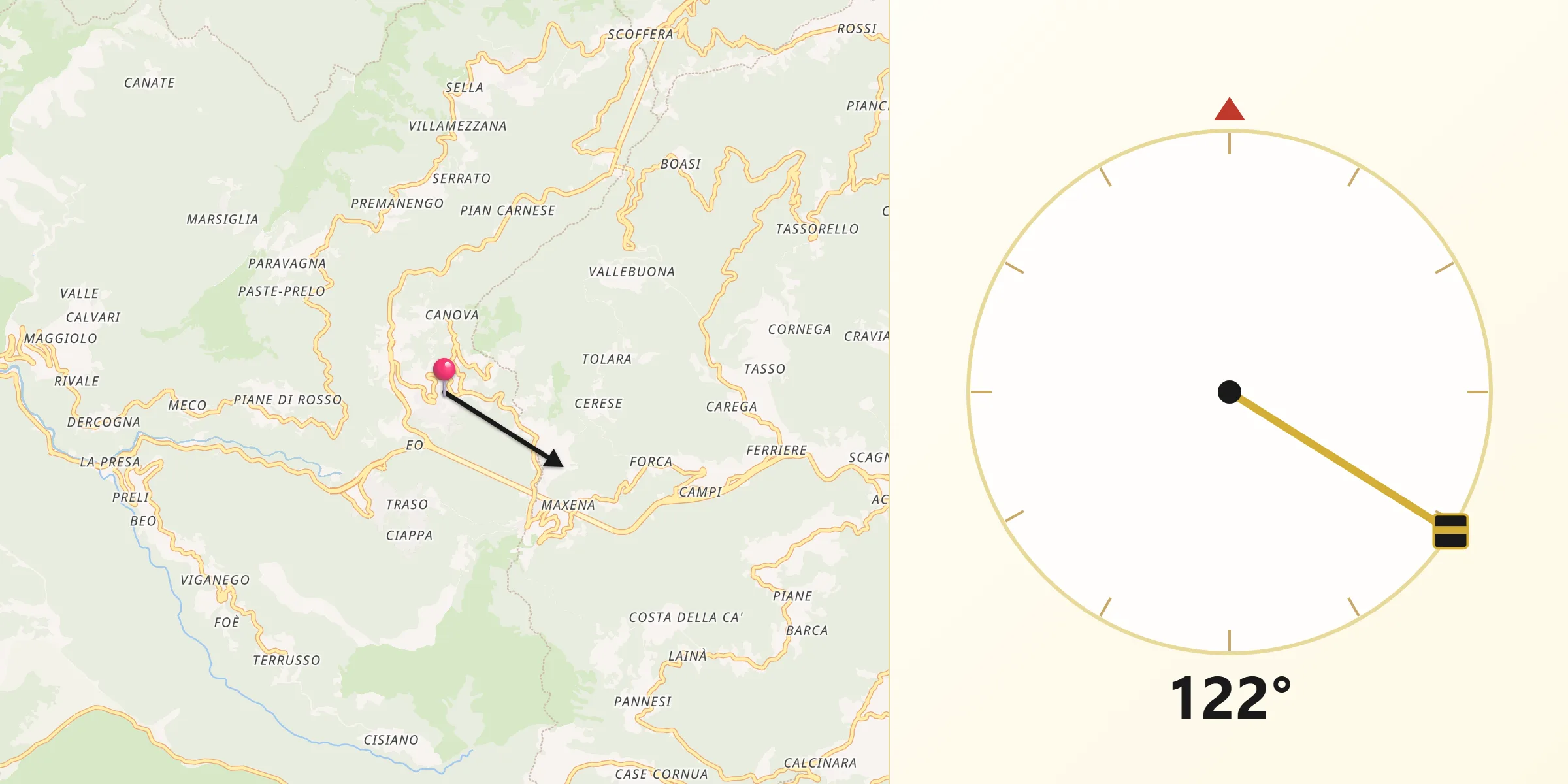 Direzione della Qibla da Bargagli