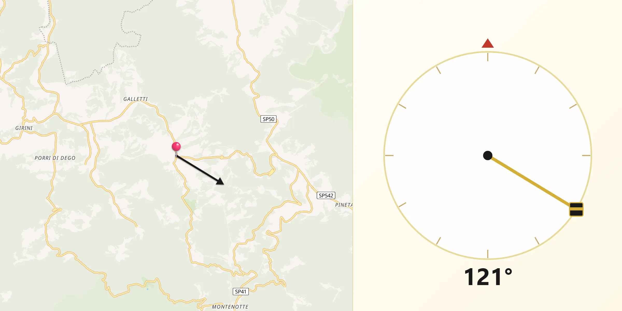 Direzione della Qibla da Giusvalla