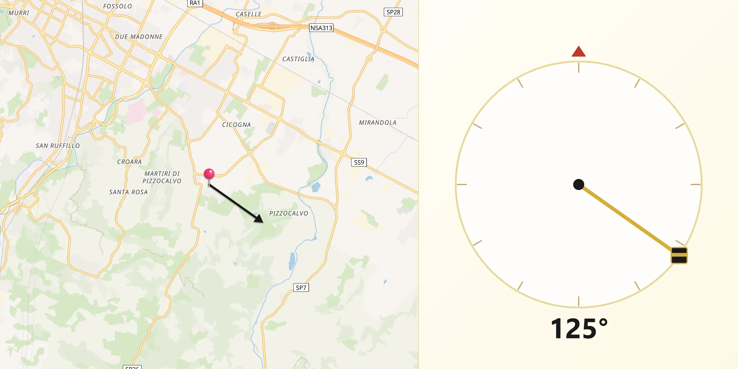 Direzione della Qibla da Pulce