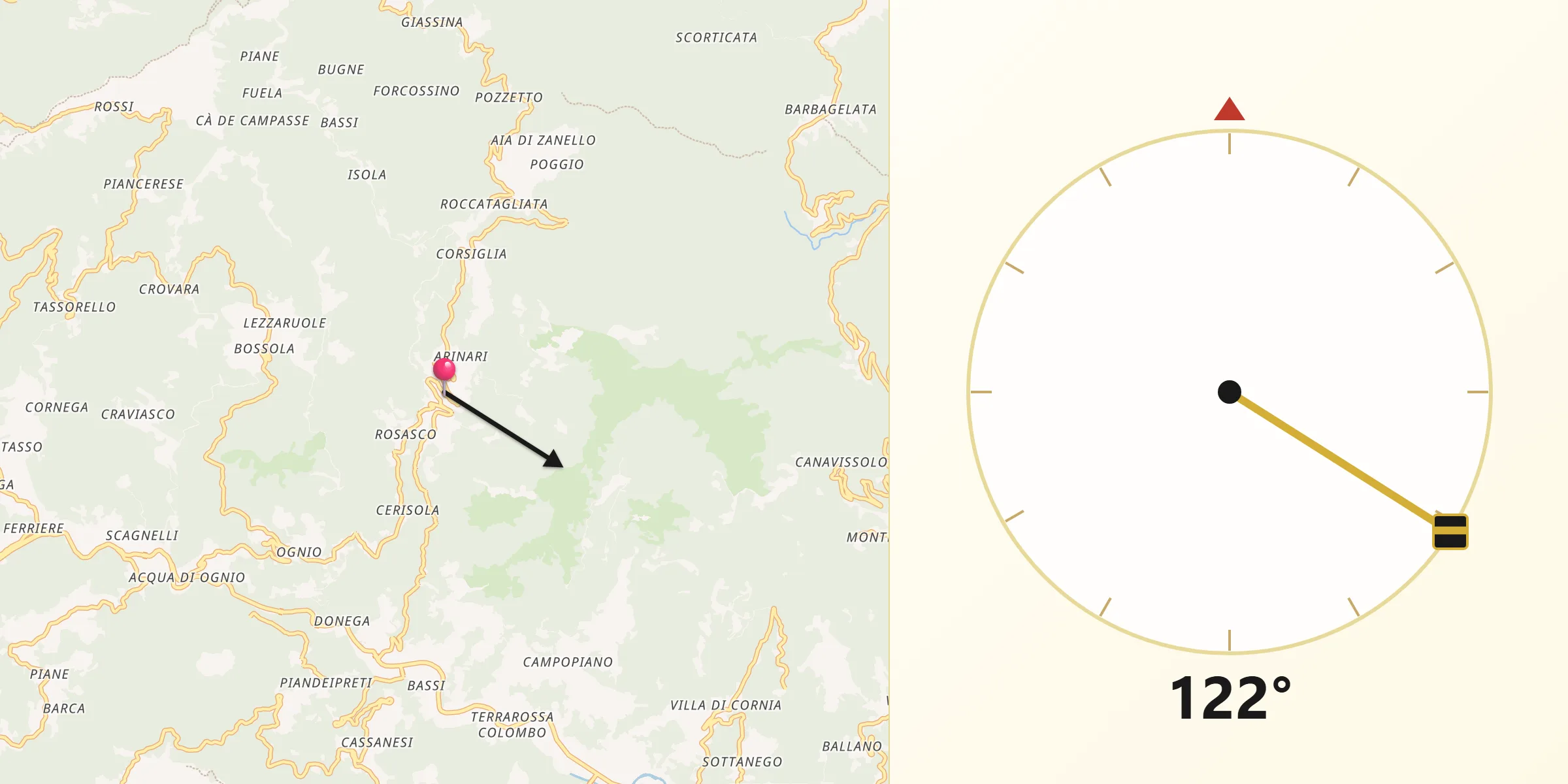 Direzione della Qibla da Neirone