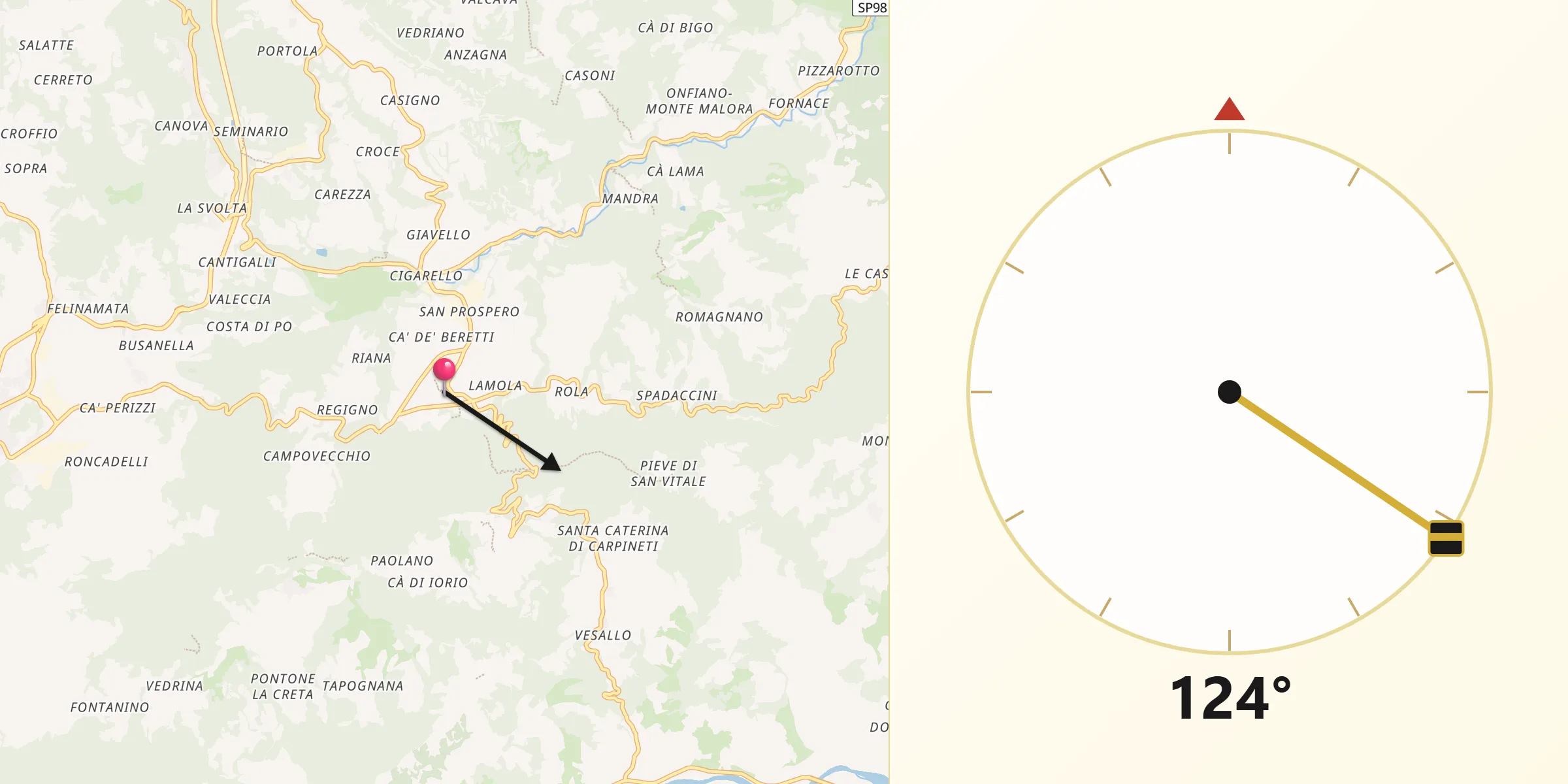 Direzione della Qibla da Carpineti