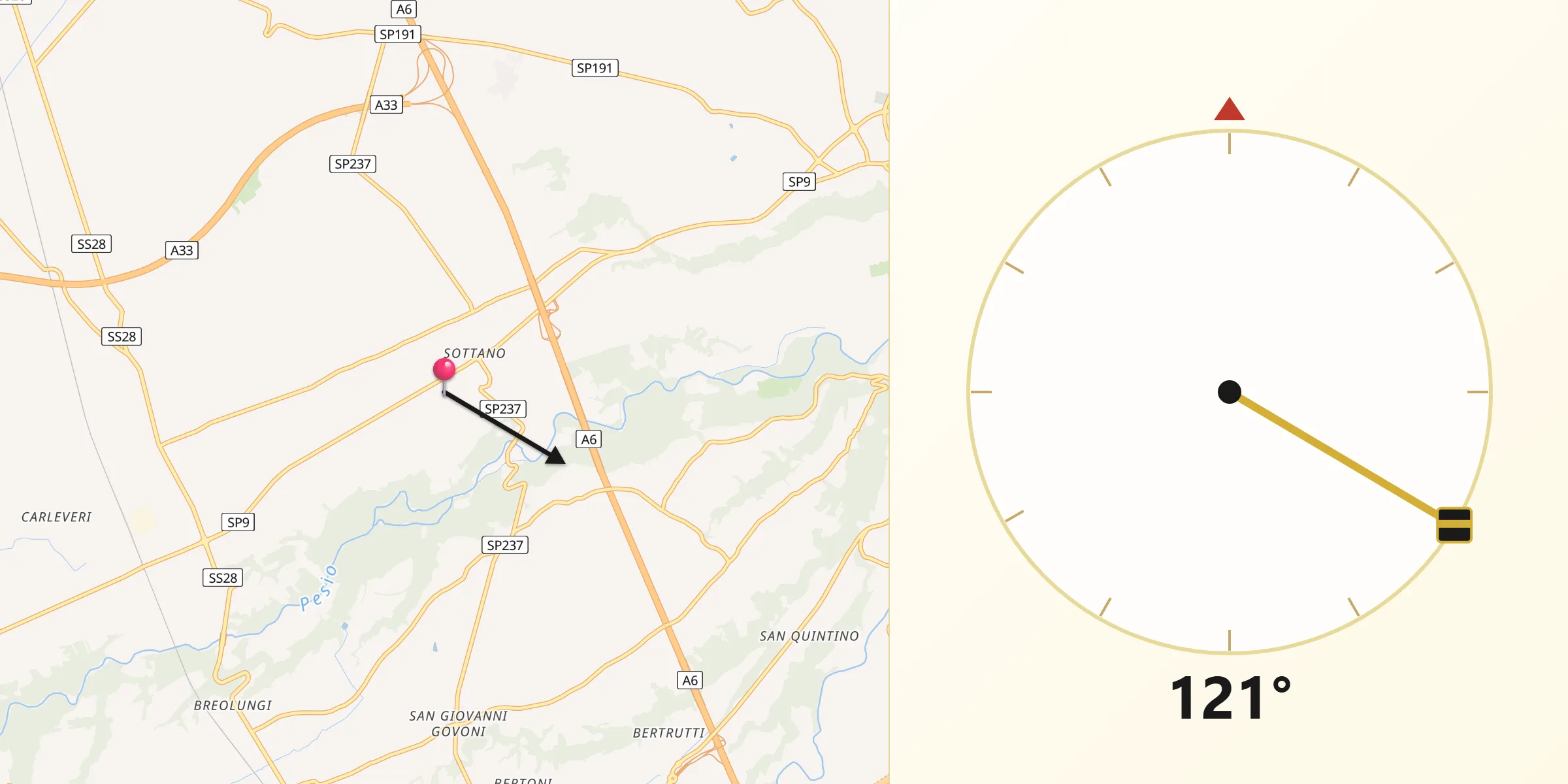 Direzione della Qibla da Magliano Alpi