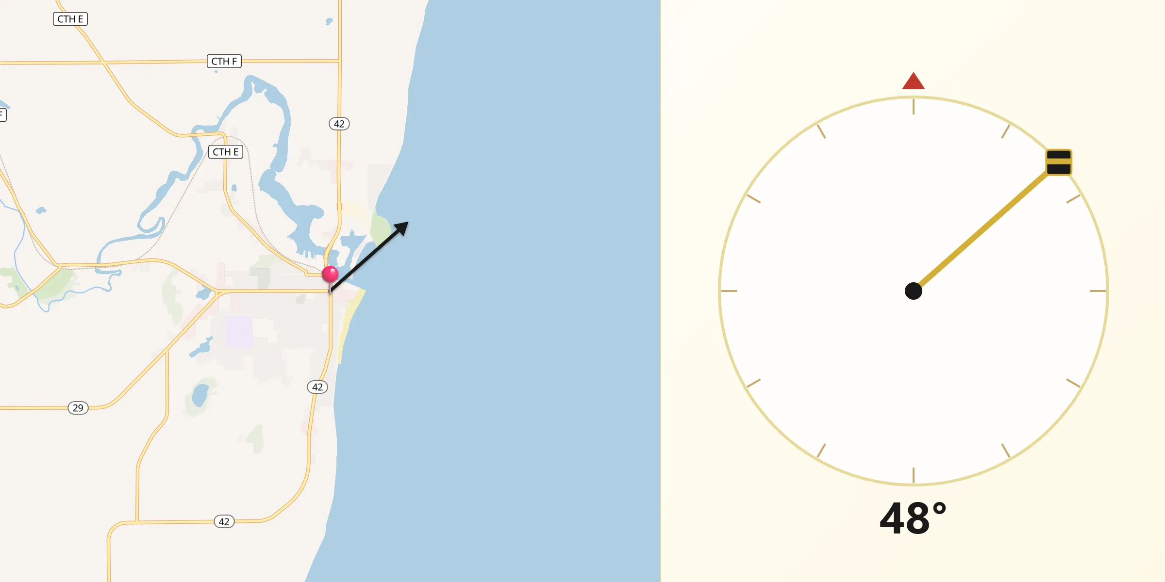 Qibla Direction from Kewaunee