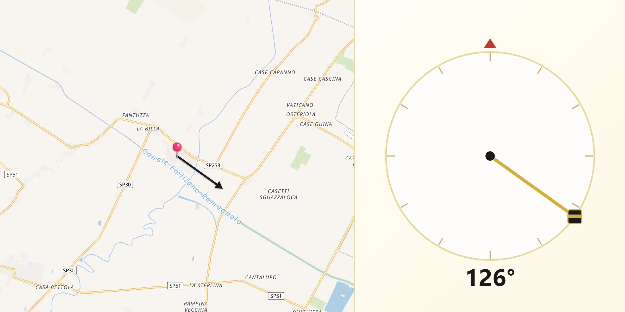 Direzione della Qibla da Sesto Imolese
