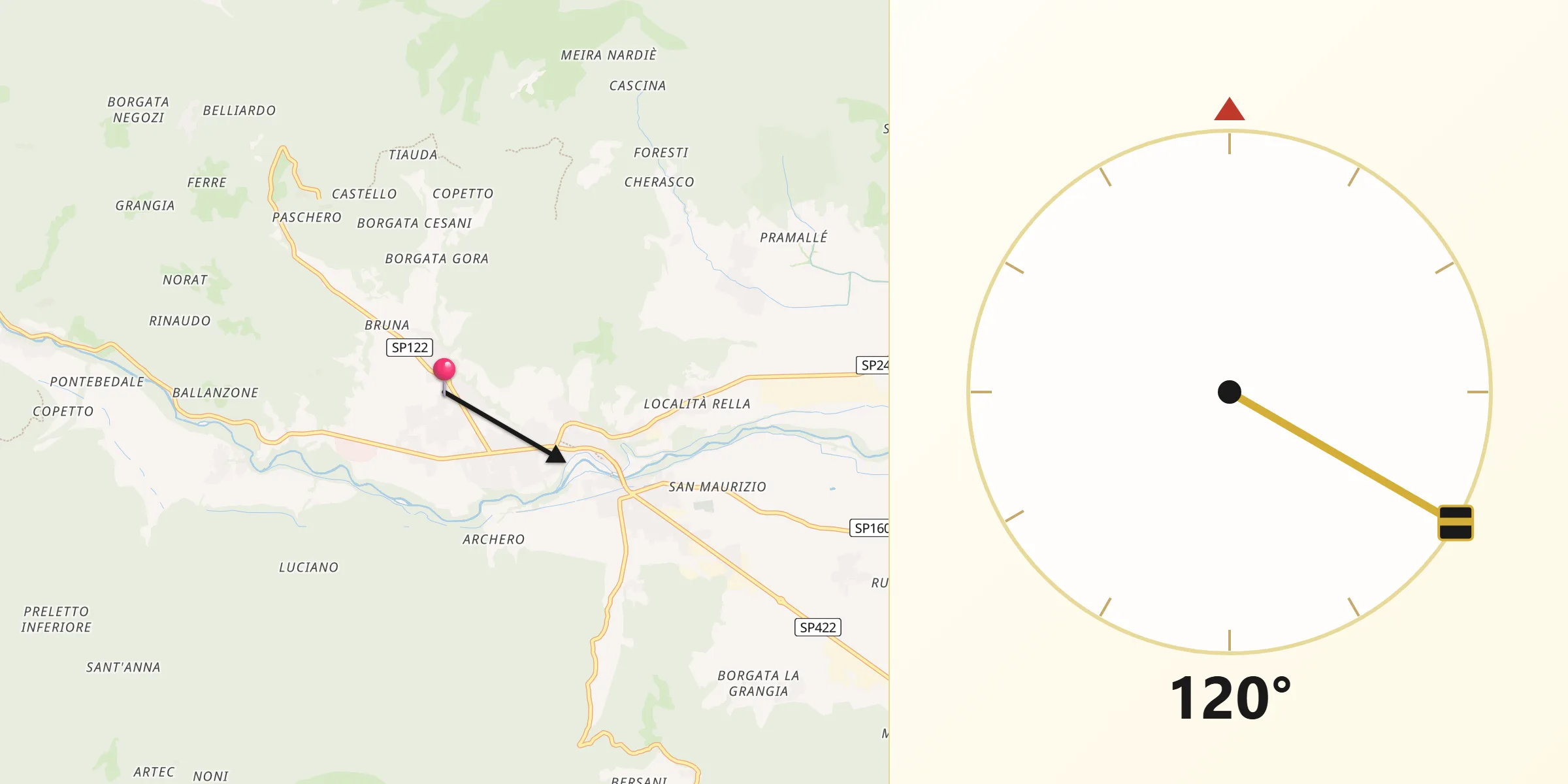 Direzione della Qibla da Tettorosso