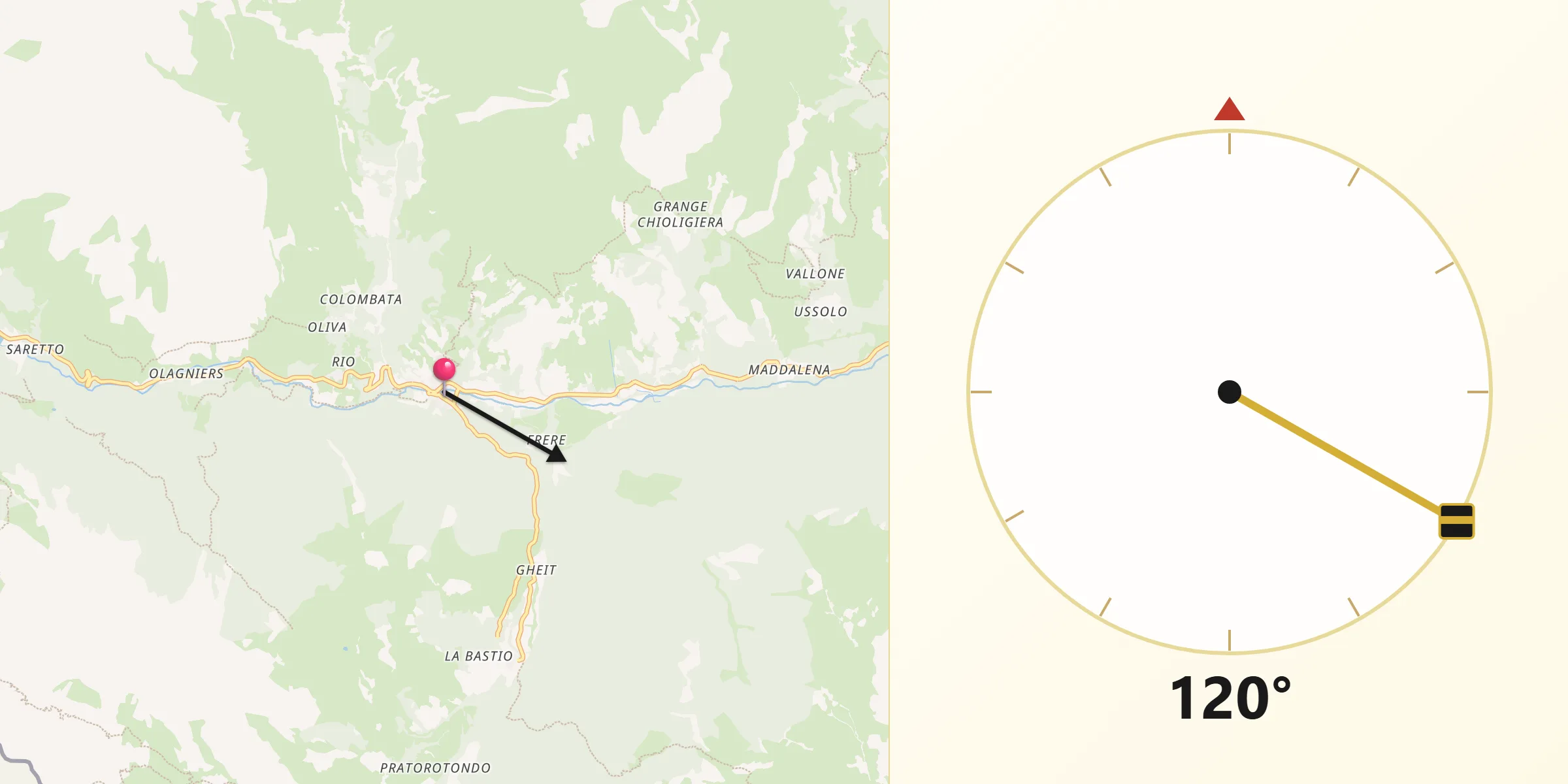 Direzione della Qibla da Acceglio
