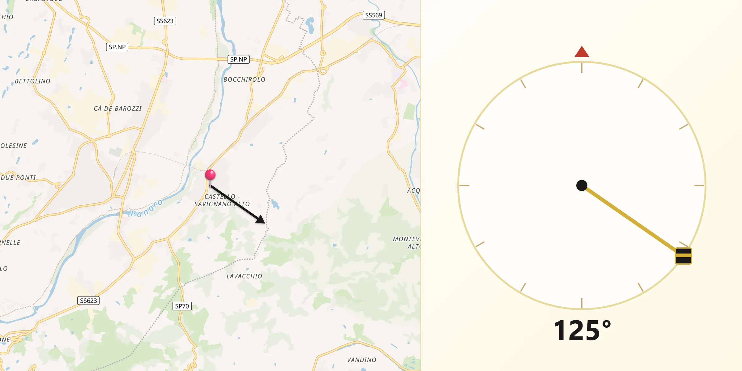 Direzione della Qibla da Savignano sul Panaro