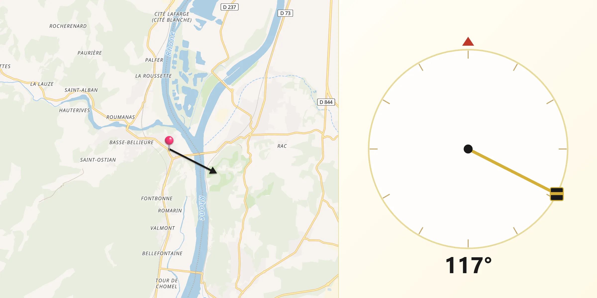 Direction vers la Qibla depuis Viviers
