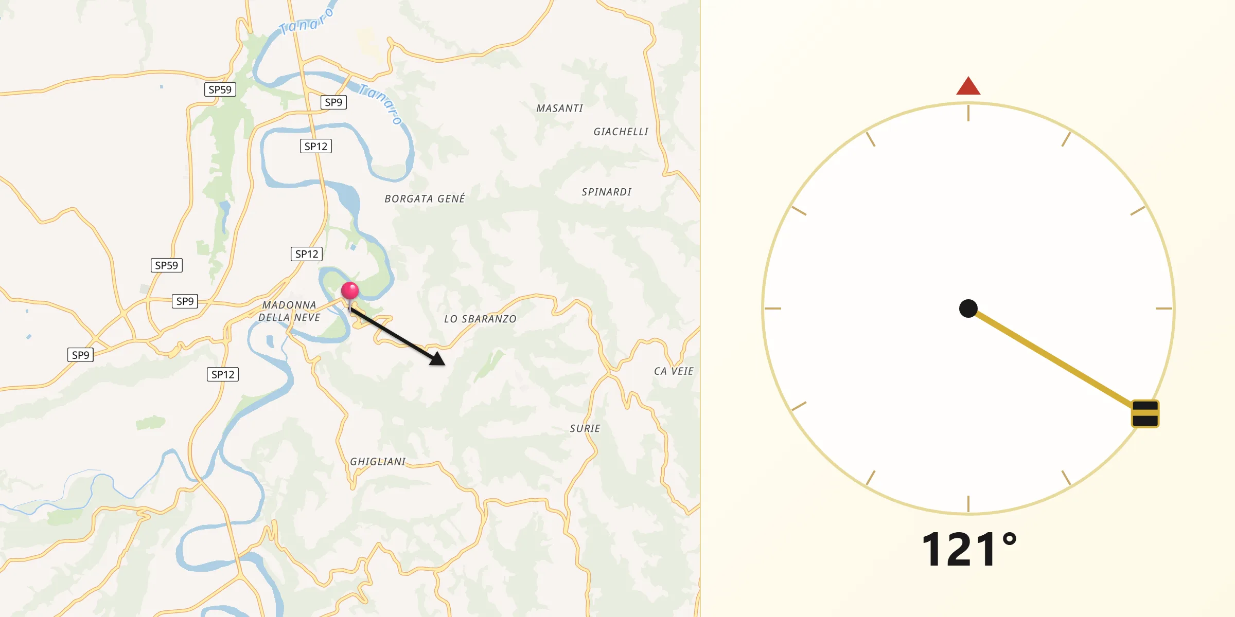 Direzione della Qibla da Clavesana