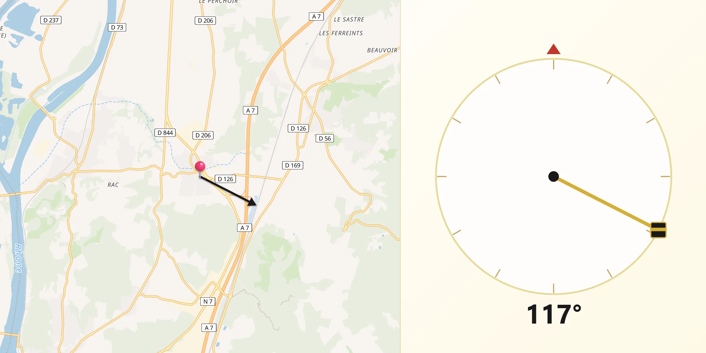 Direction vers la Qibla depuis Malataverne