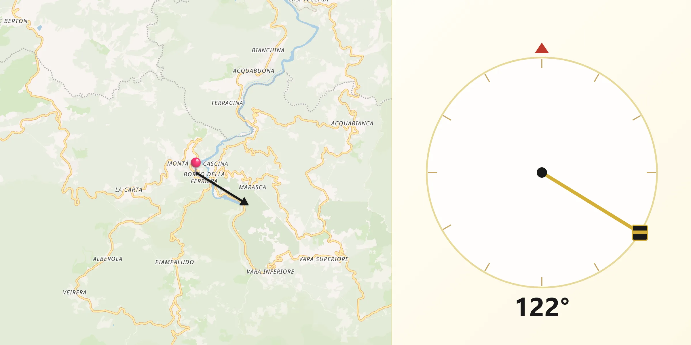 Direzione della Qibla da Urbe