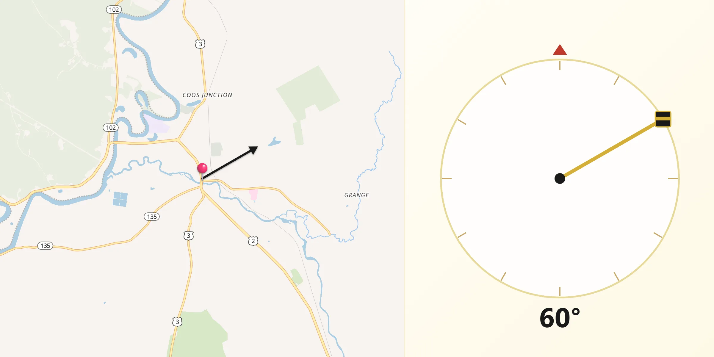 Dirección de la Qibla desde Lancaster