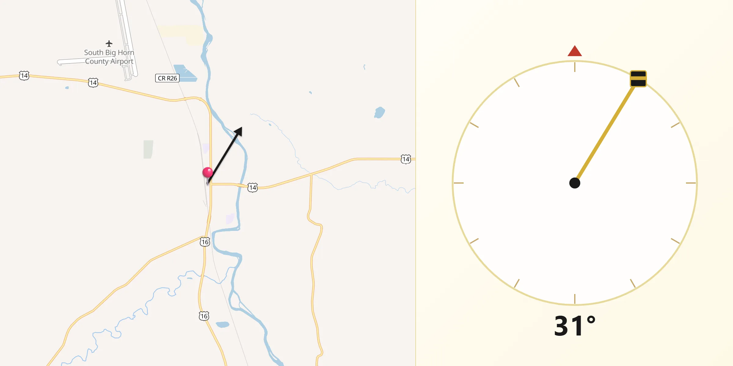 Qibla Direction from Greybull
