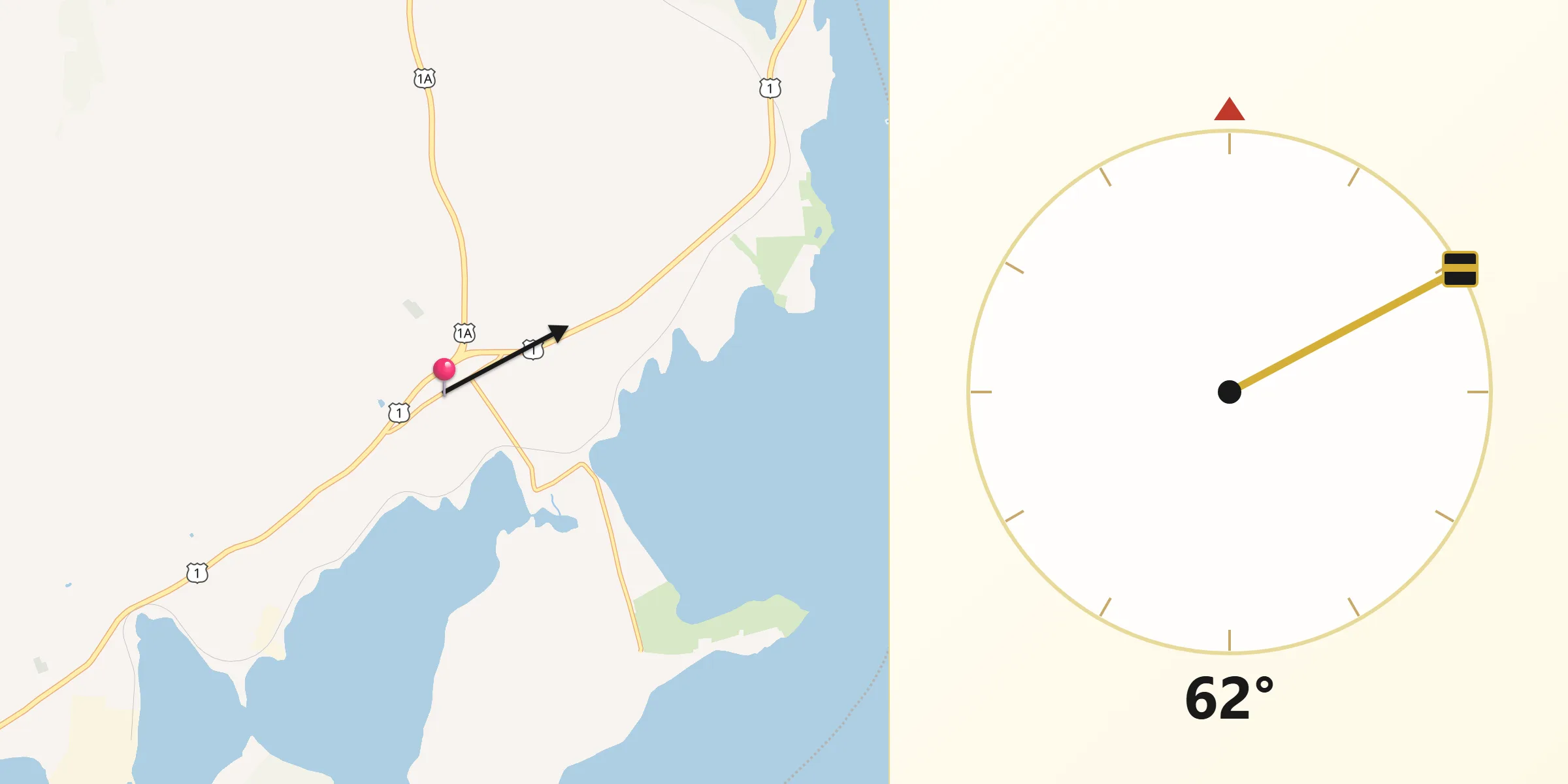 Qibla Direction from Stockton Springs