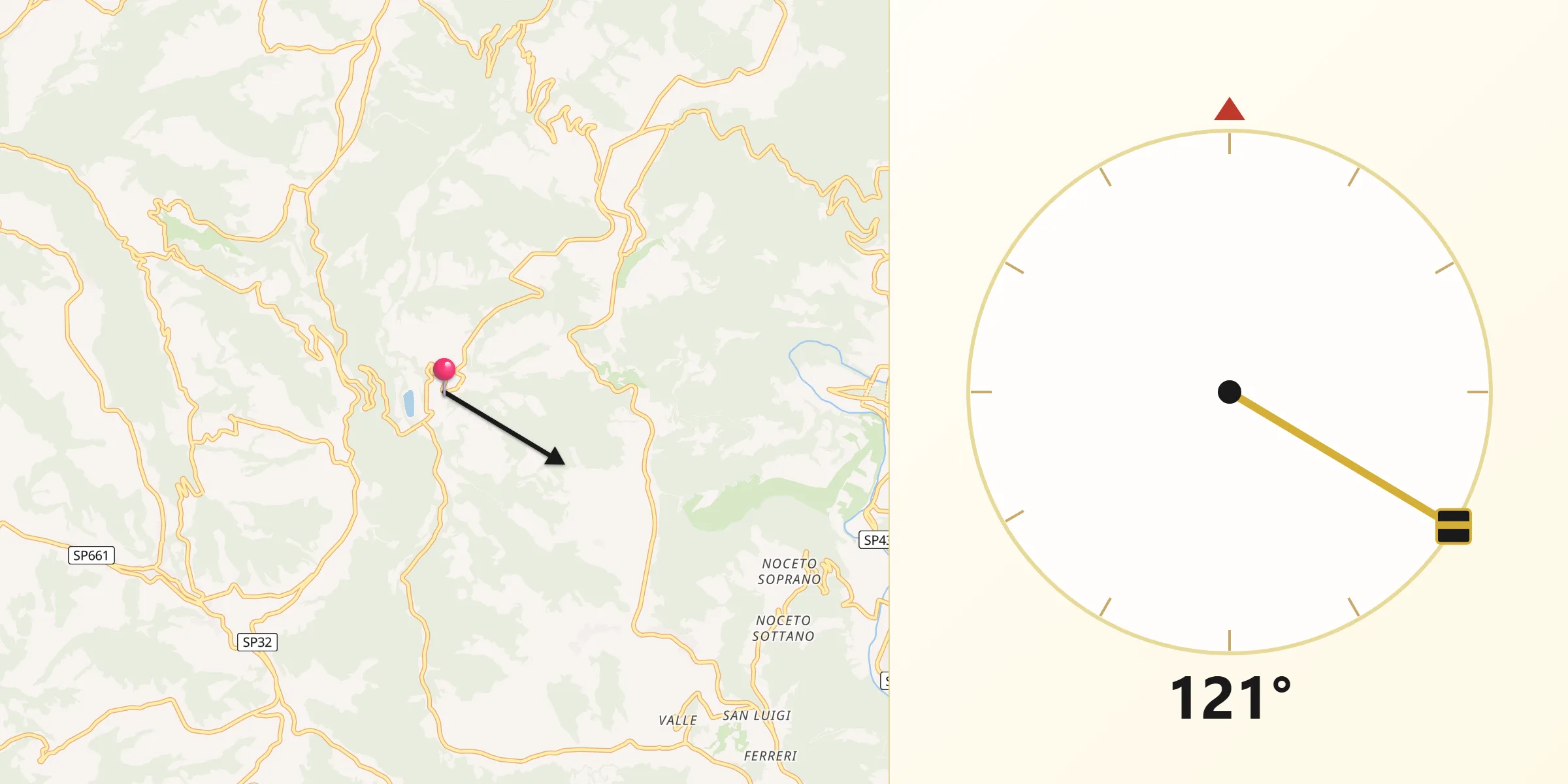 Direzione della Qibla da San Benedetto Belbo