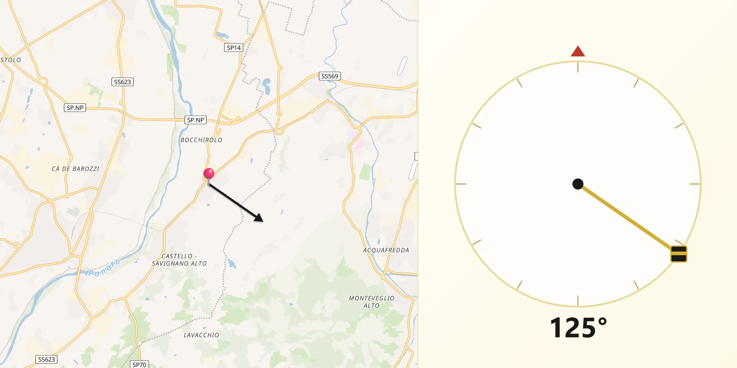 Direzione della Qibla da Mulino