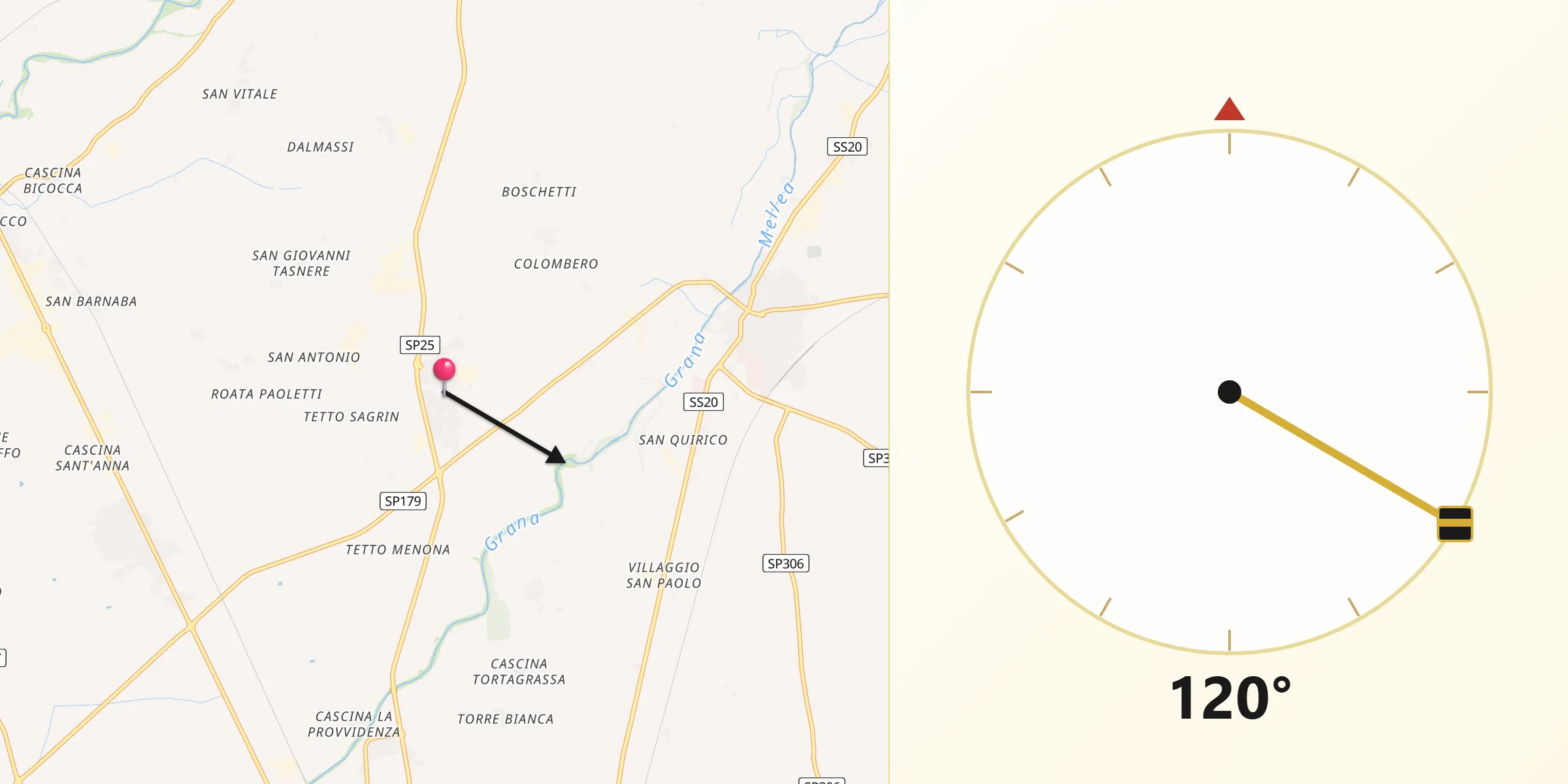 Direzione della Qibla da Tarantasca
