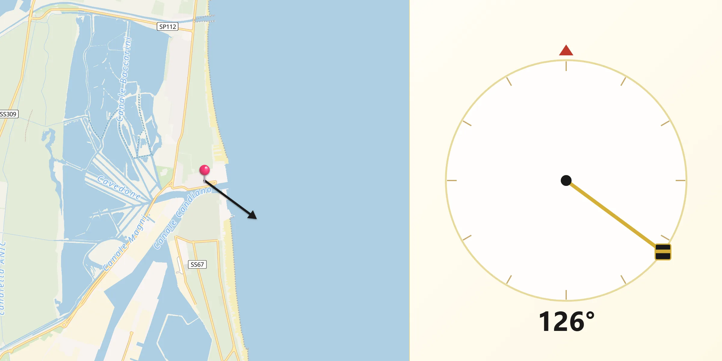 Direzione della Qibla da Porto Corsini