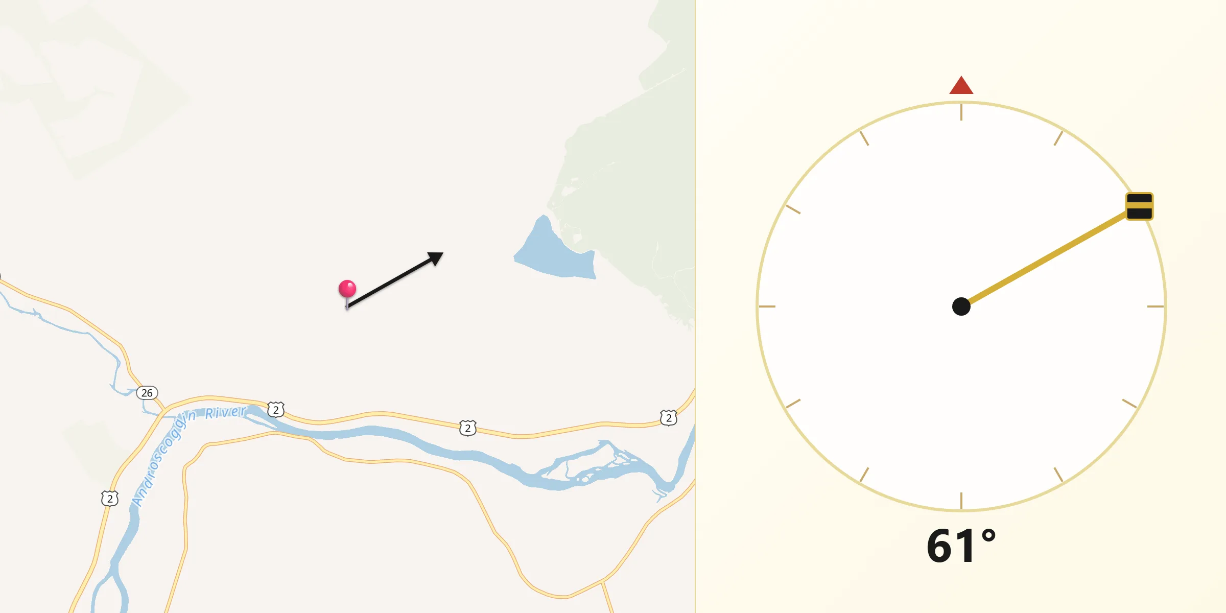Qibla Direction from Oxford County