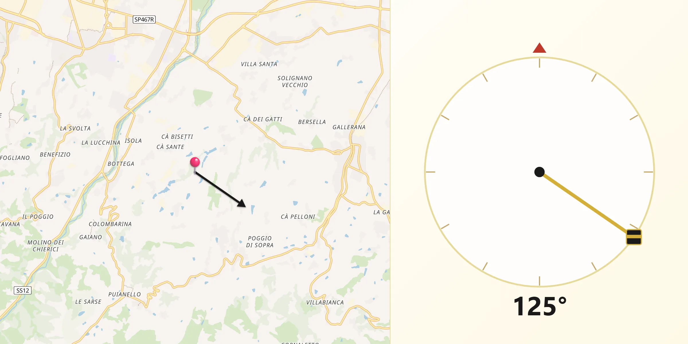 Direzione della Qibla da Provincia di Modena