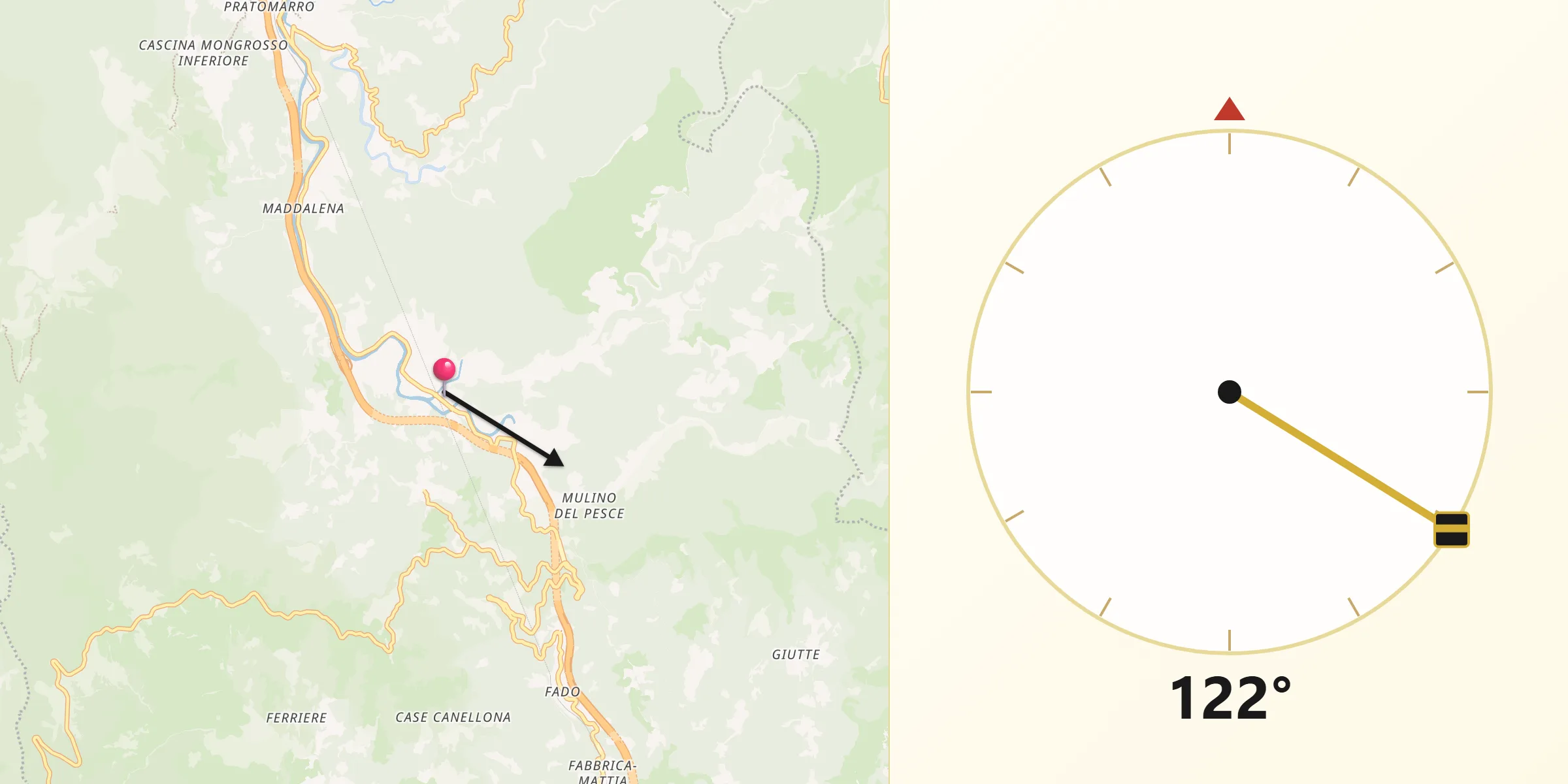Direzione della Qibla da Masone