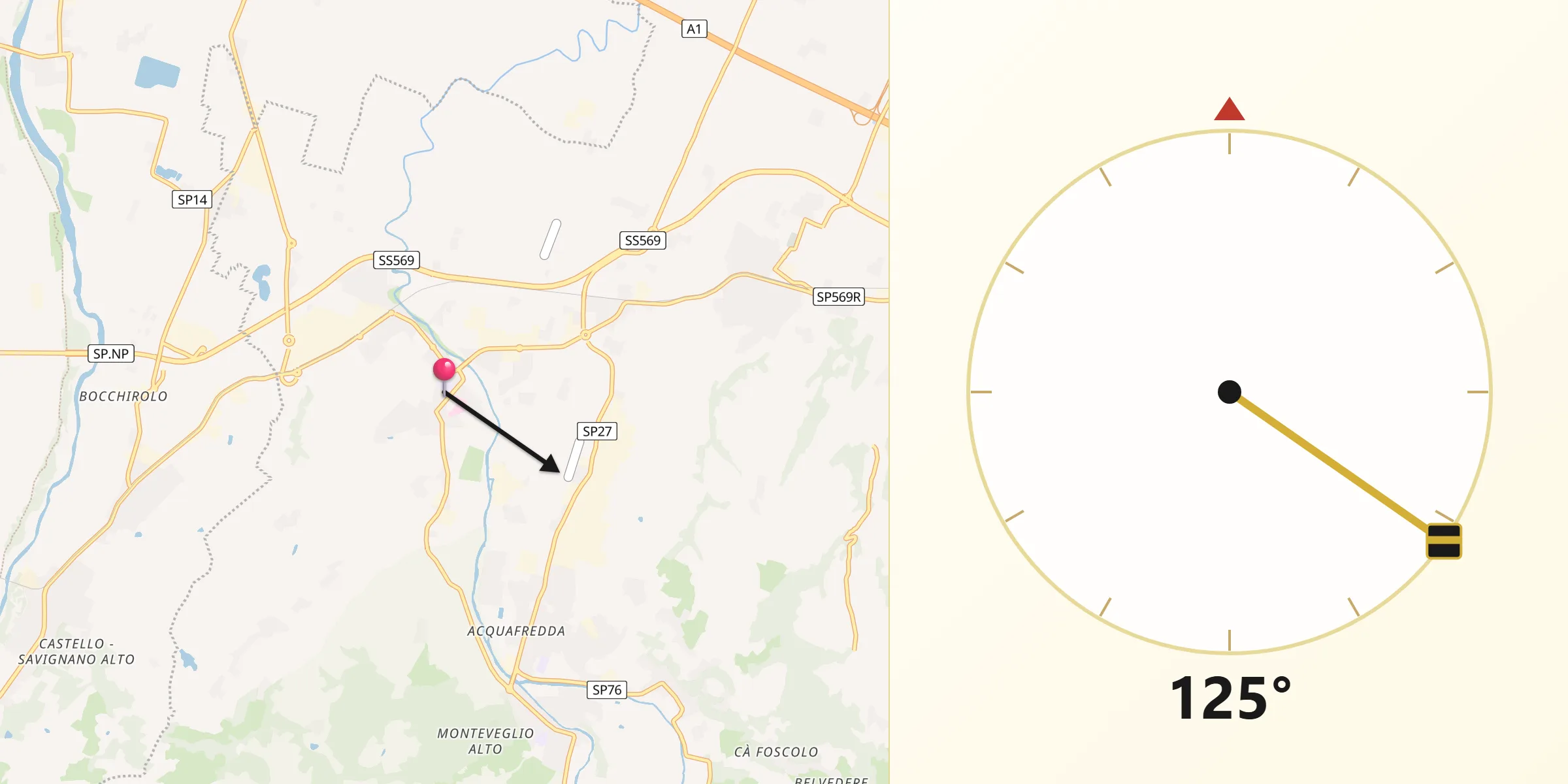 Direzione della Qibla da Bazzano