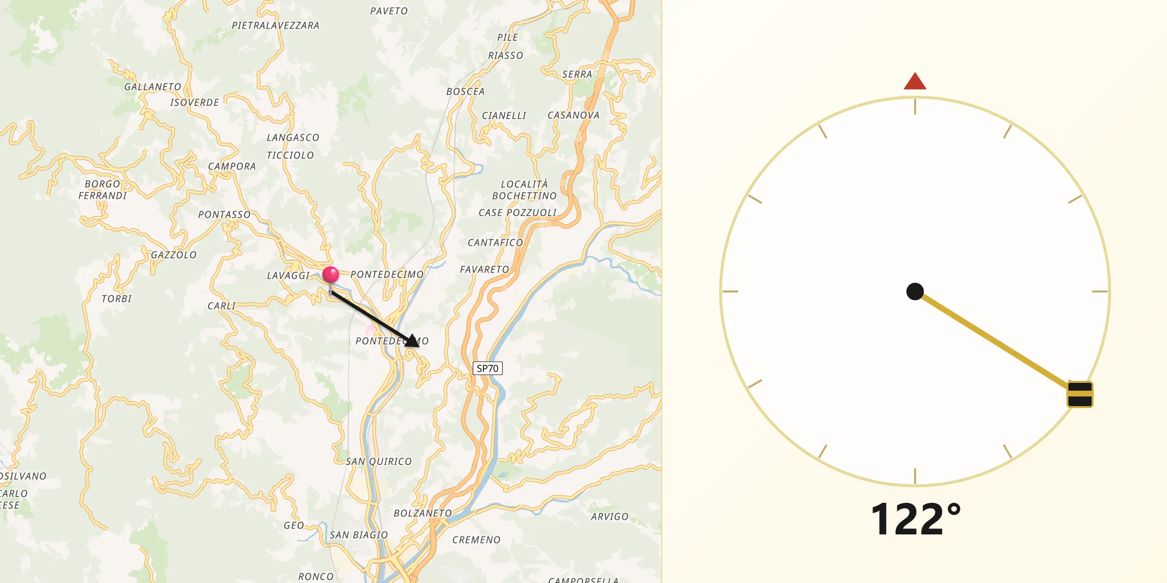 Direzione della Qibla da Santa Marta