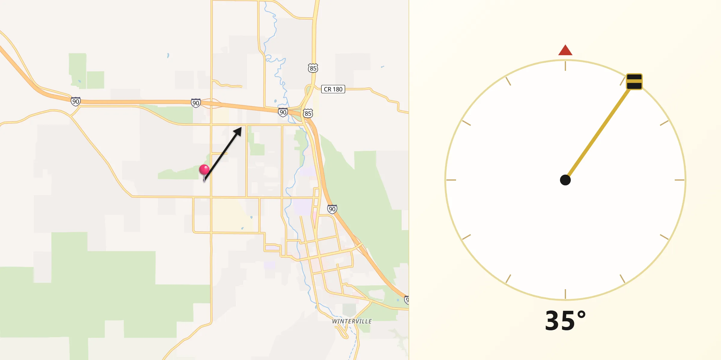 Qibla Direction from North Spearfish