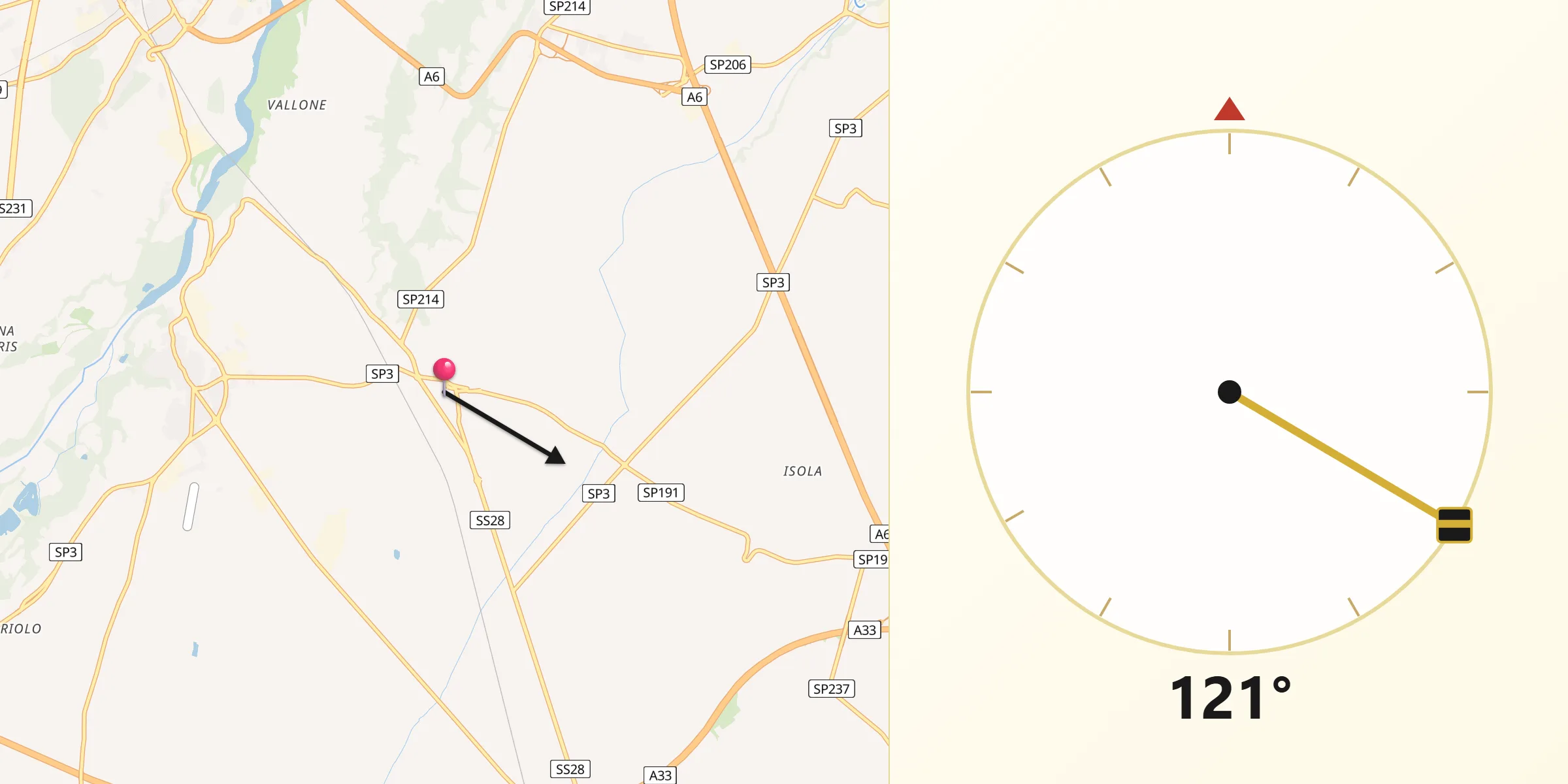 Direzione della Qibla da Trinità