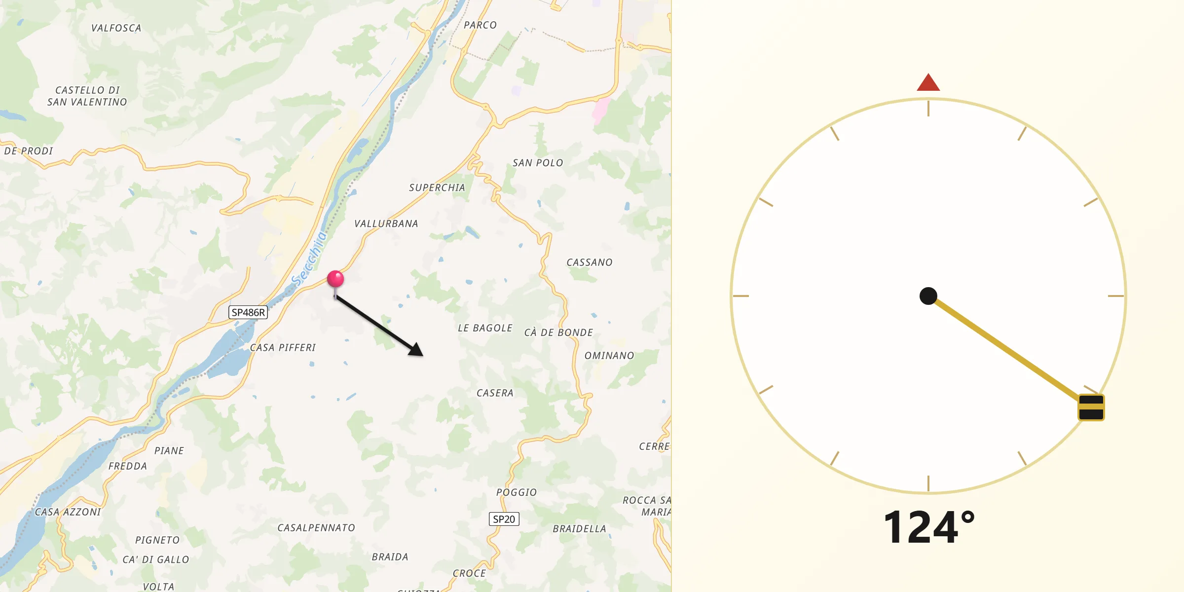Direzione della Qibla da San Michele dei Mucchietti