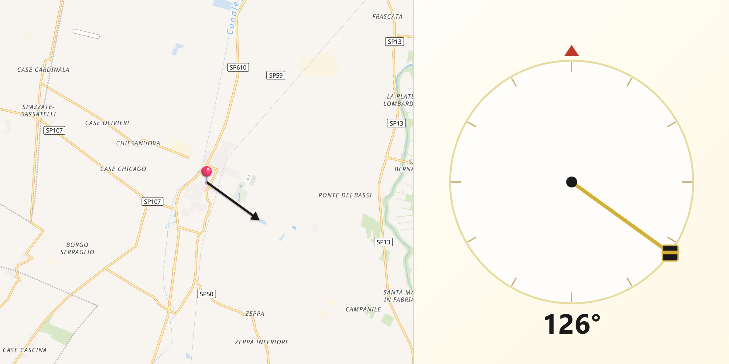 Direzione della Qibla da Conselice
