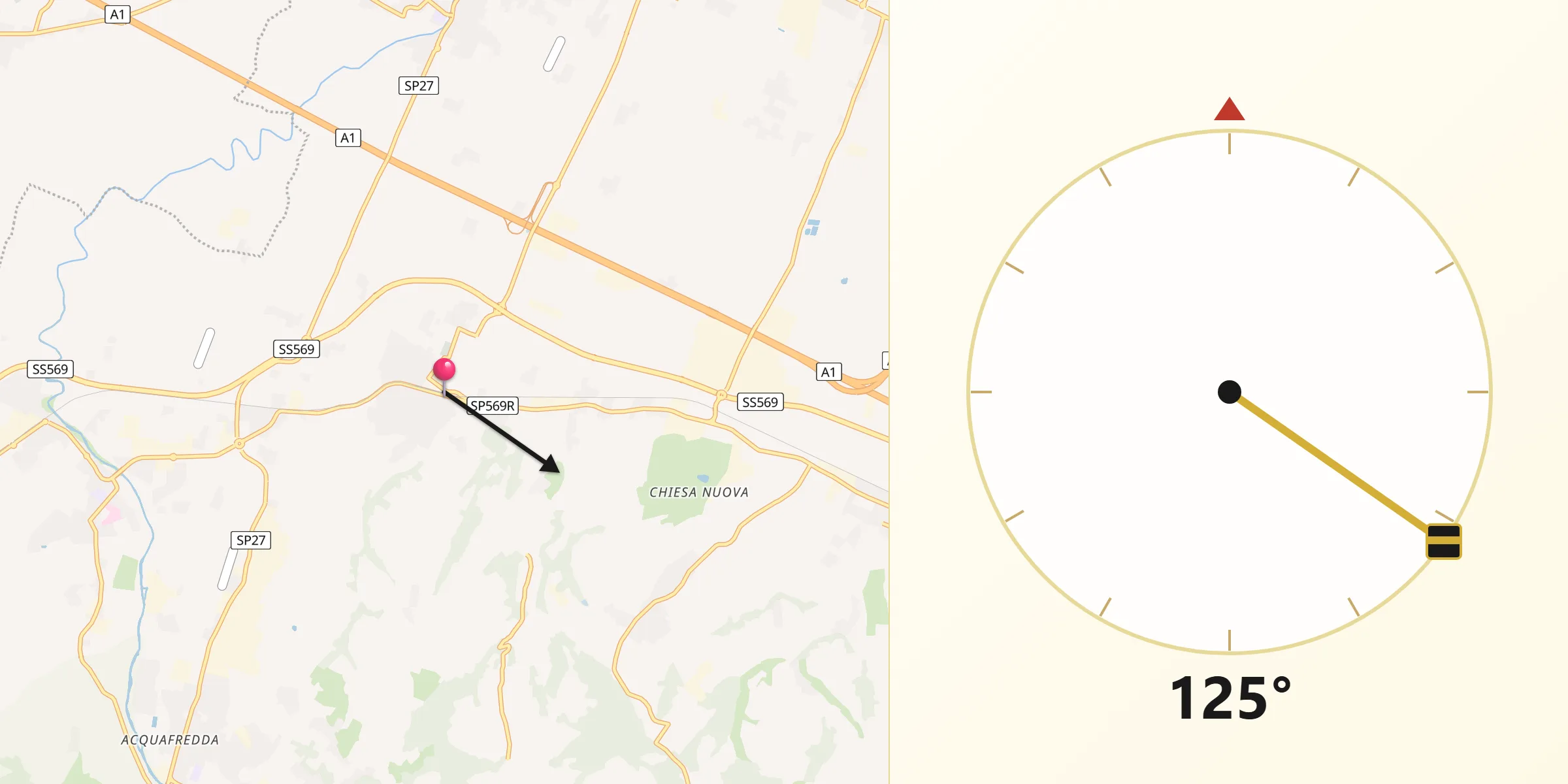 Direzione della Qibla da Crespellano