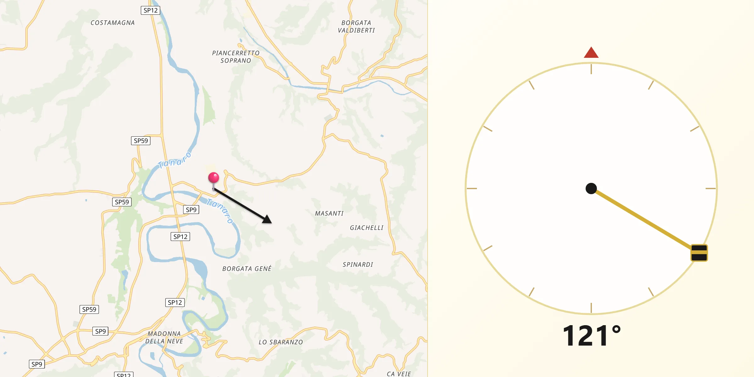 Direzione della Qibla da Farigliano