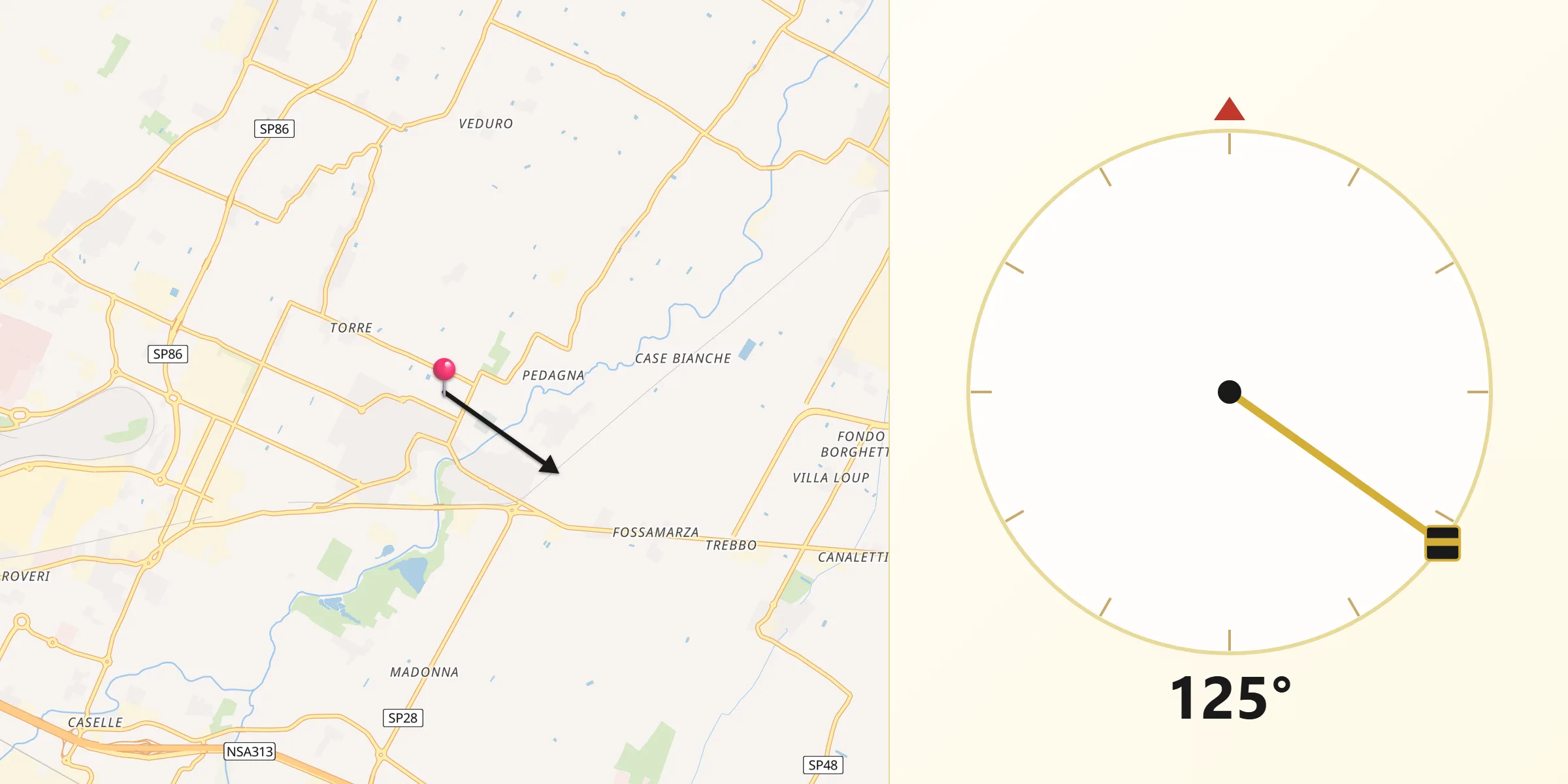 Direzione della Qibla da Castenaso