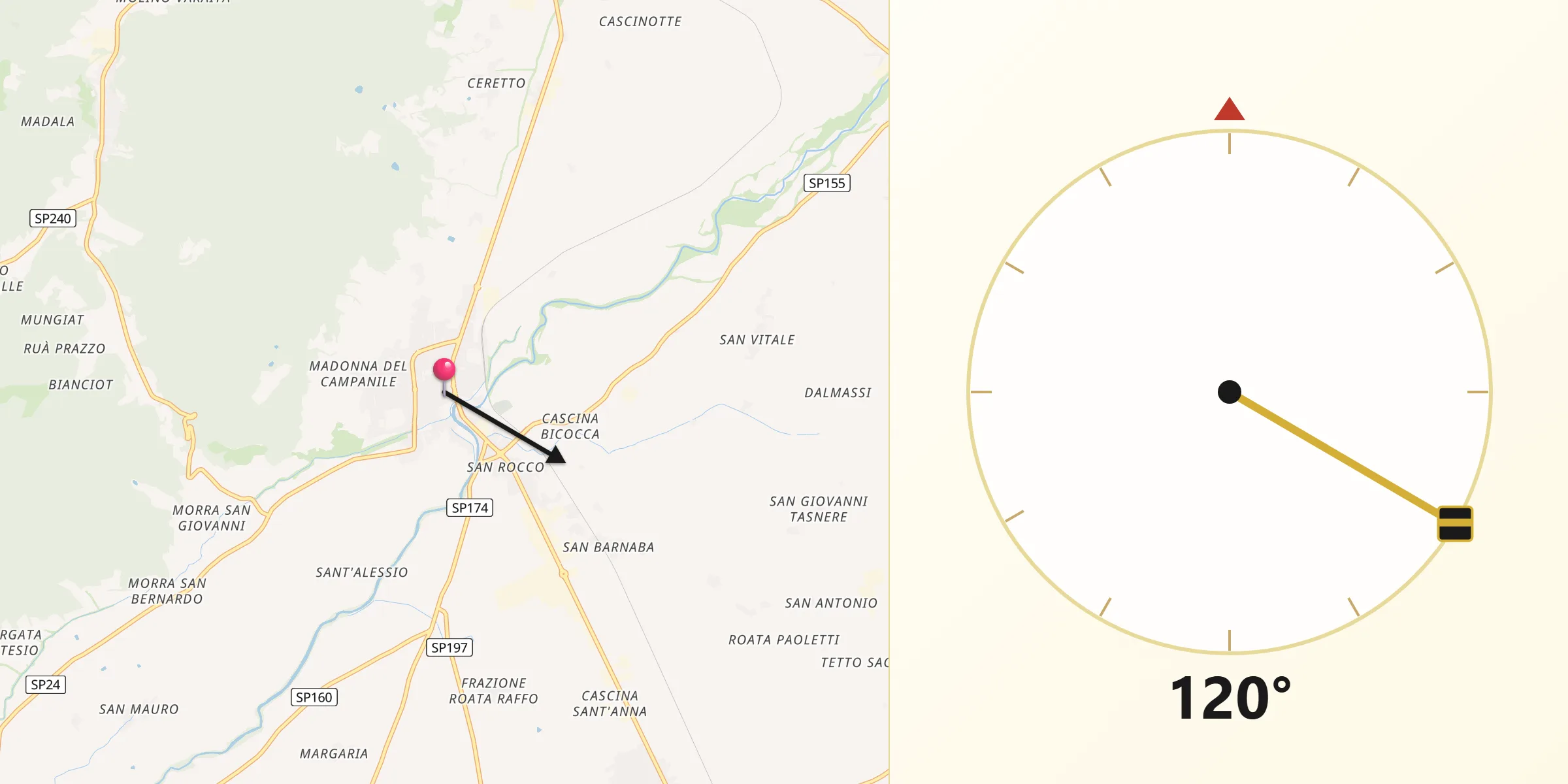 Direzione della Qibla da Busca