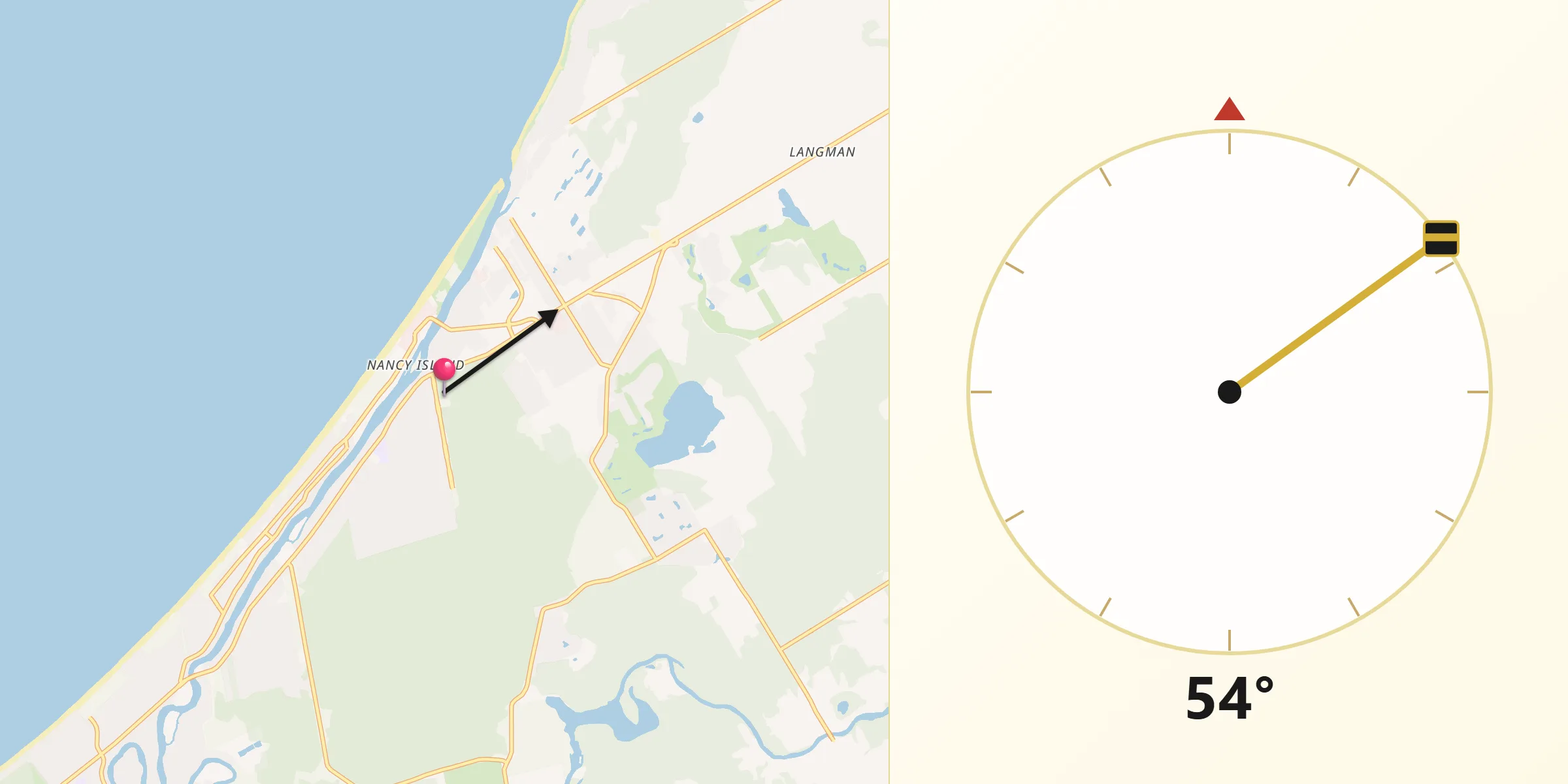 Qibla Direction from Wasaga Beach