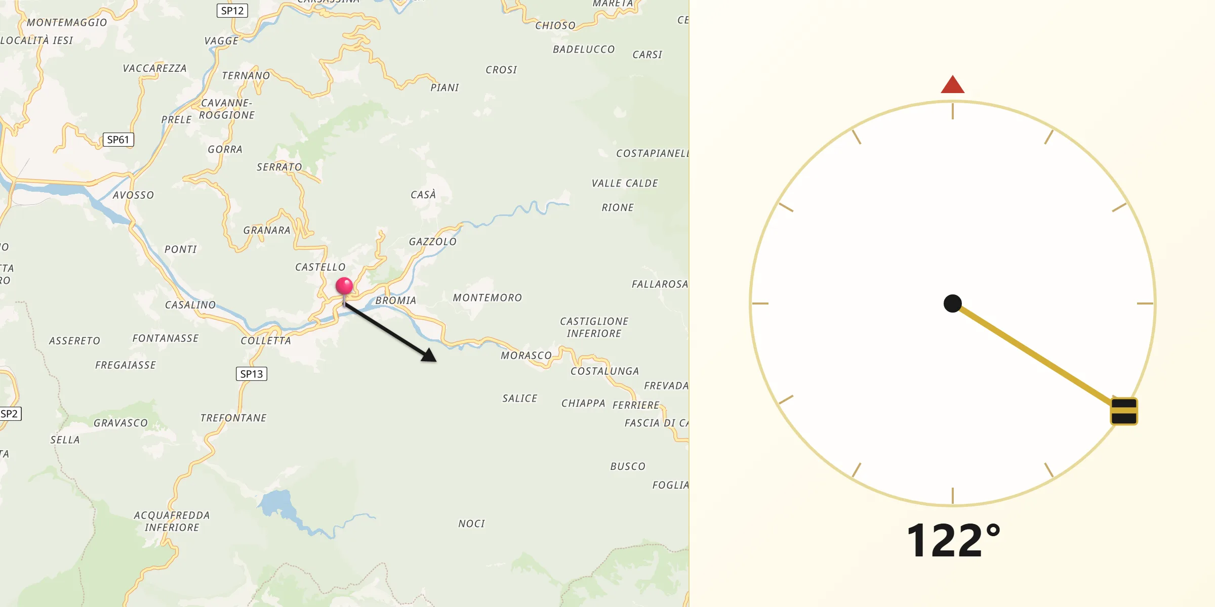 Direzione della Qibla da Montoggio