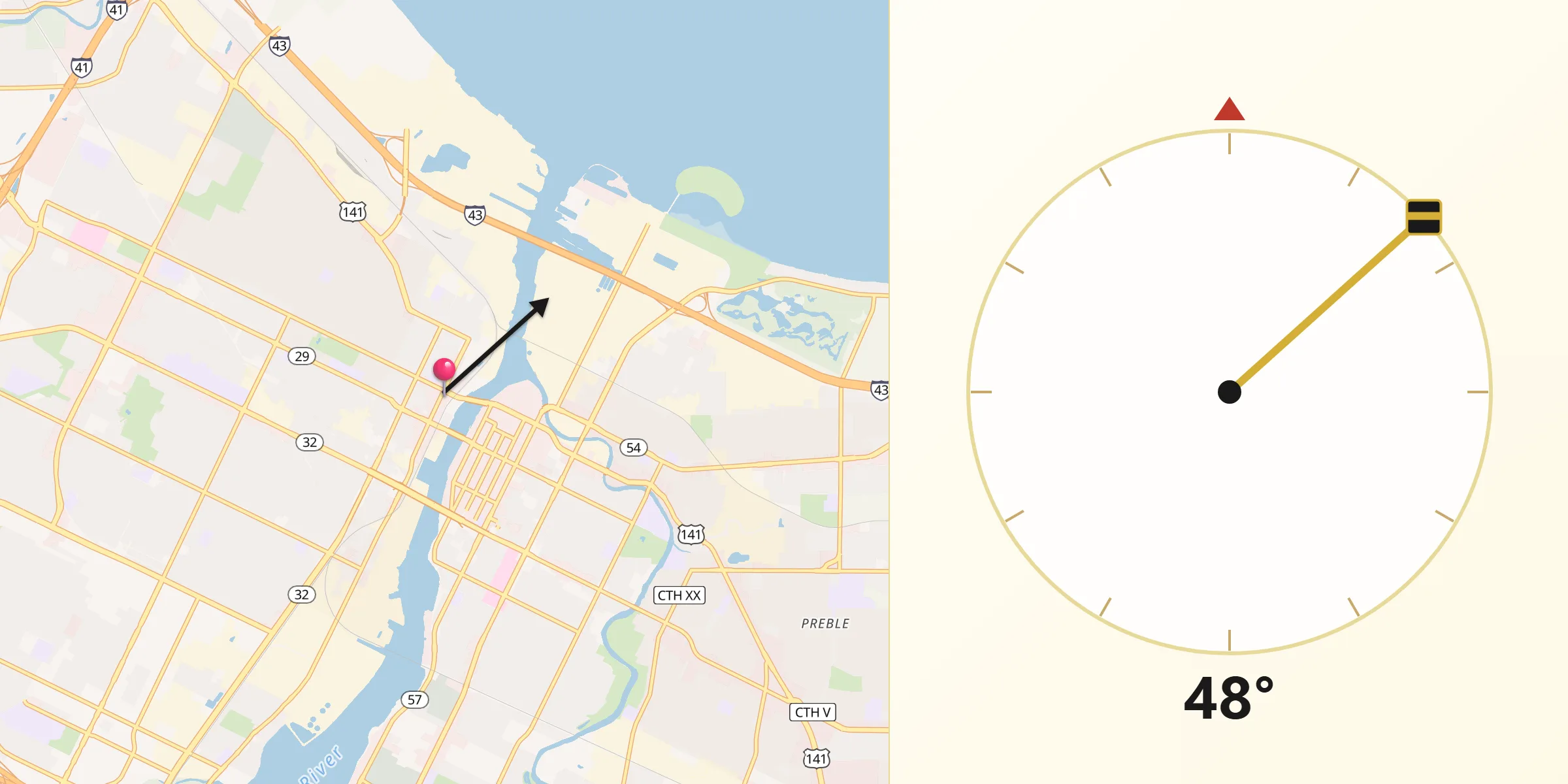 Qibla Direction from Green Bay