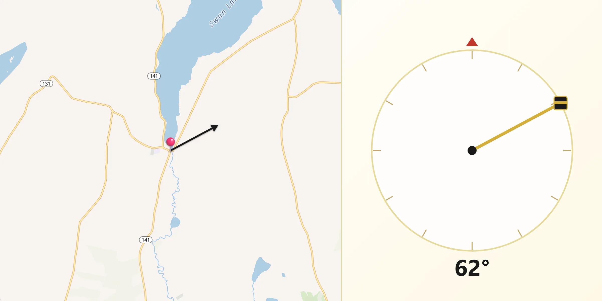 Qibla Direction from Swanville