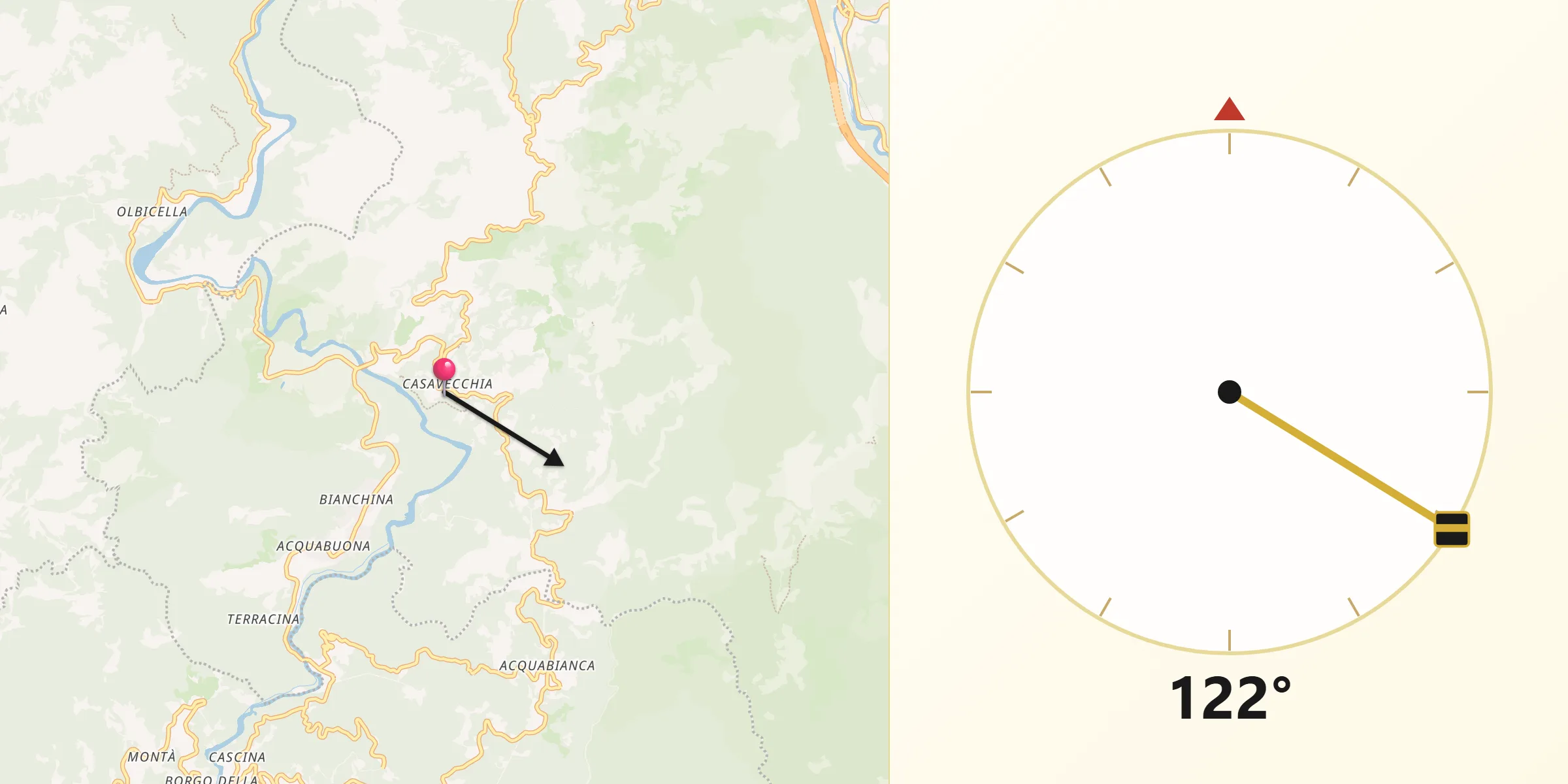 Direzione della Qibla da Tiglieto
