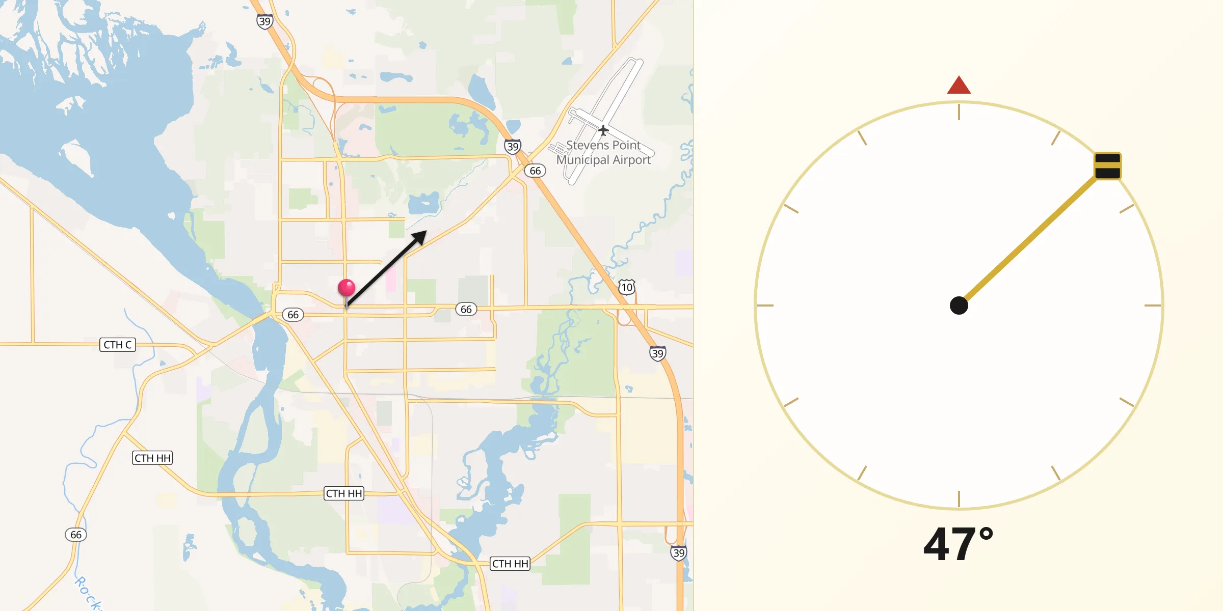Qibla Direction from Stevens Point
