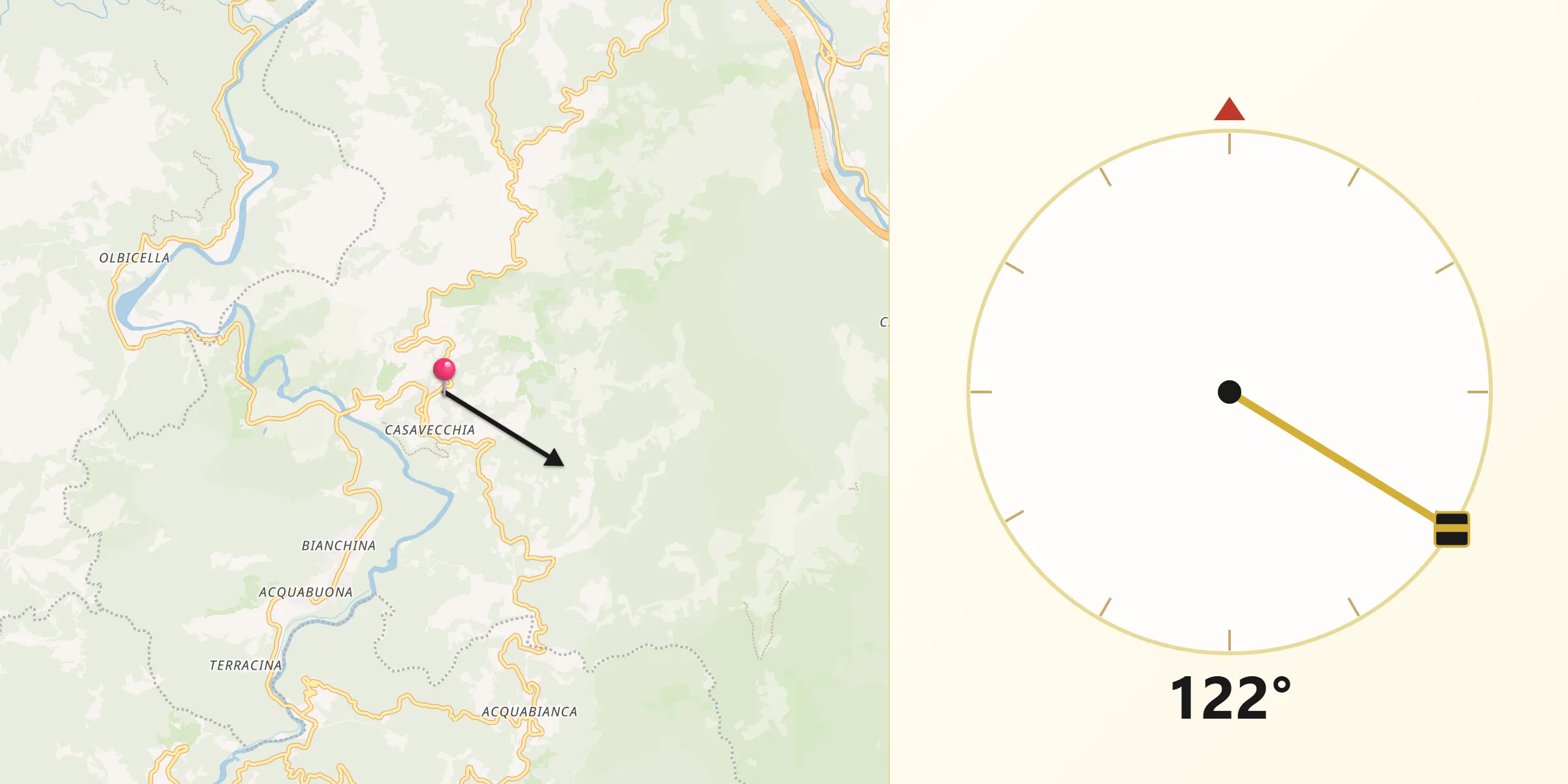 Direzione della Qibla da Casavecchia